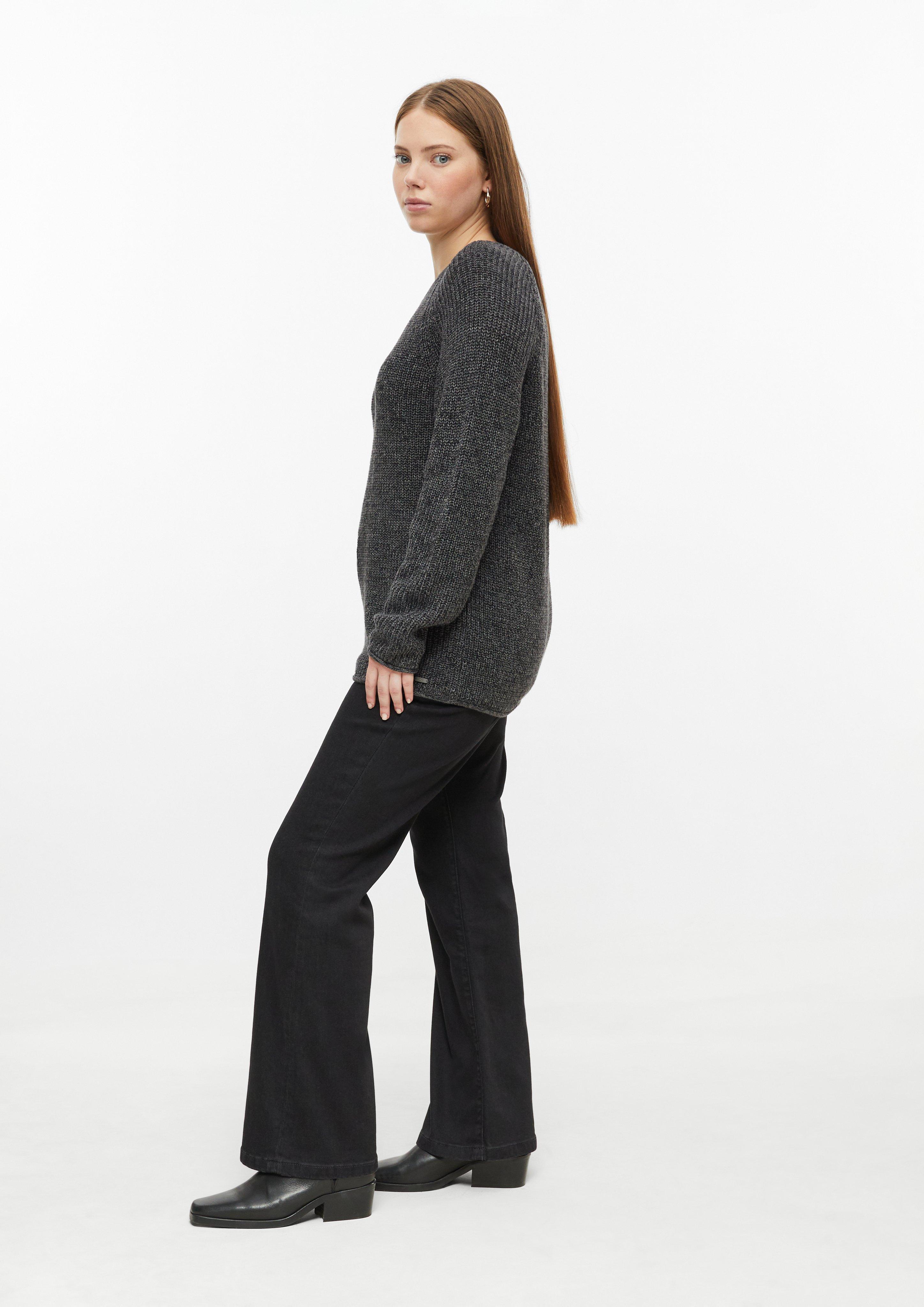 Women Sweater with a ribbed texture and rolled hems in grey by QS CURVE