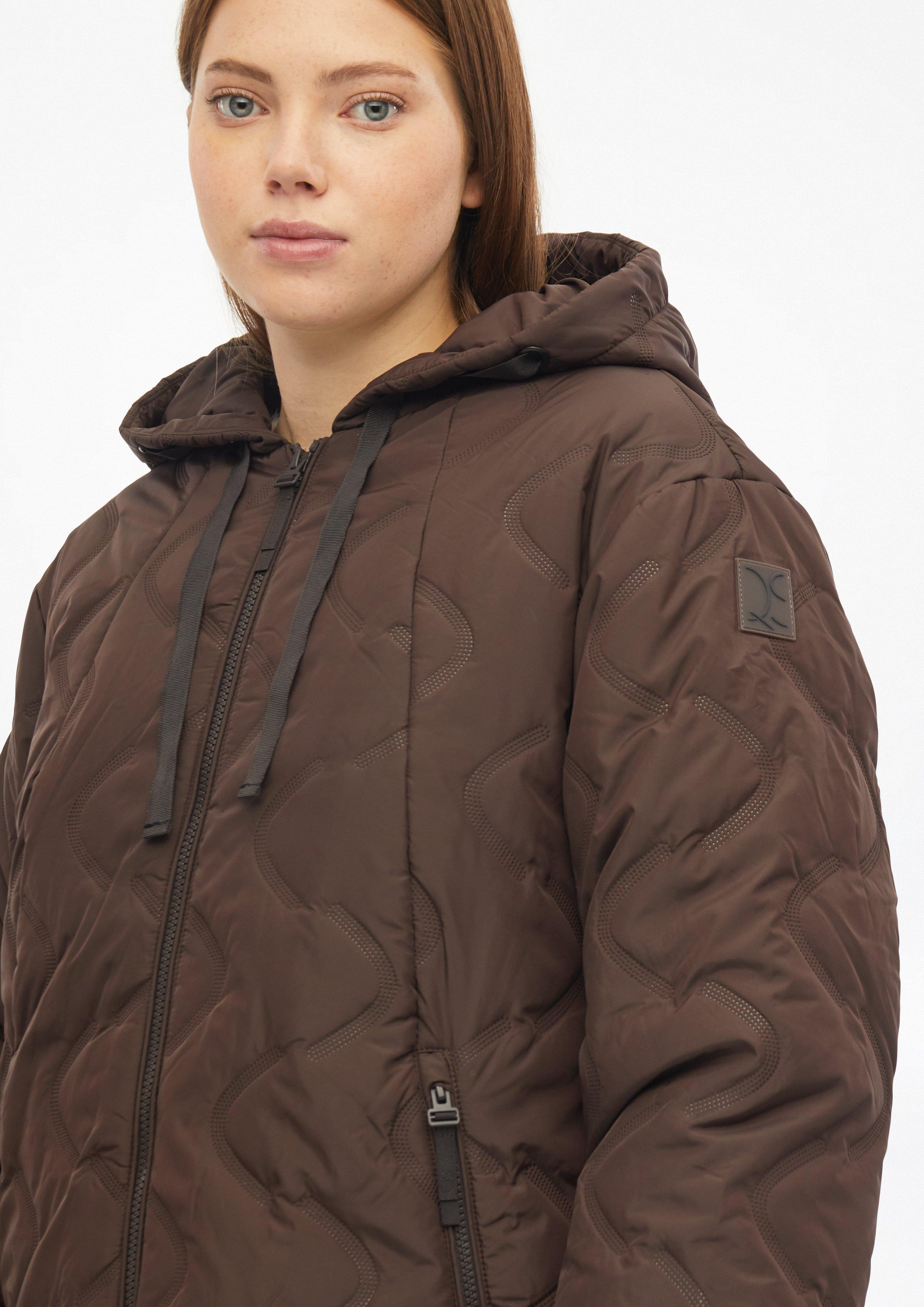 Femmes Veste matelassée à motif gaufré en brun de QS CURVE