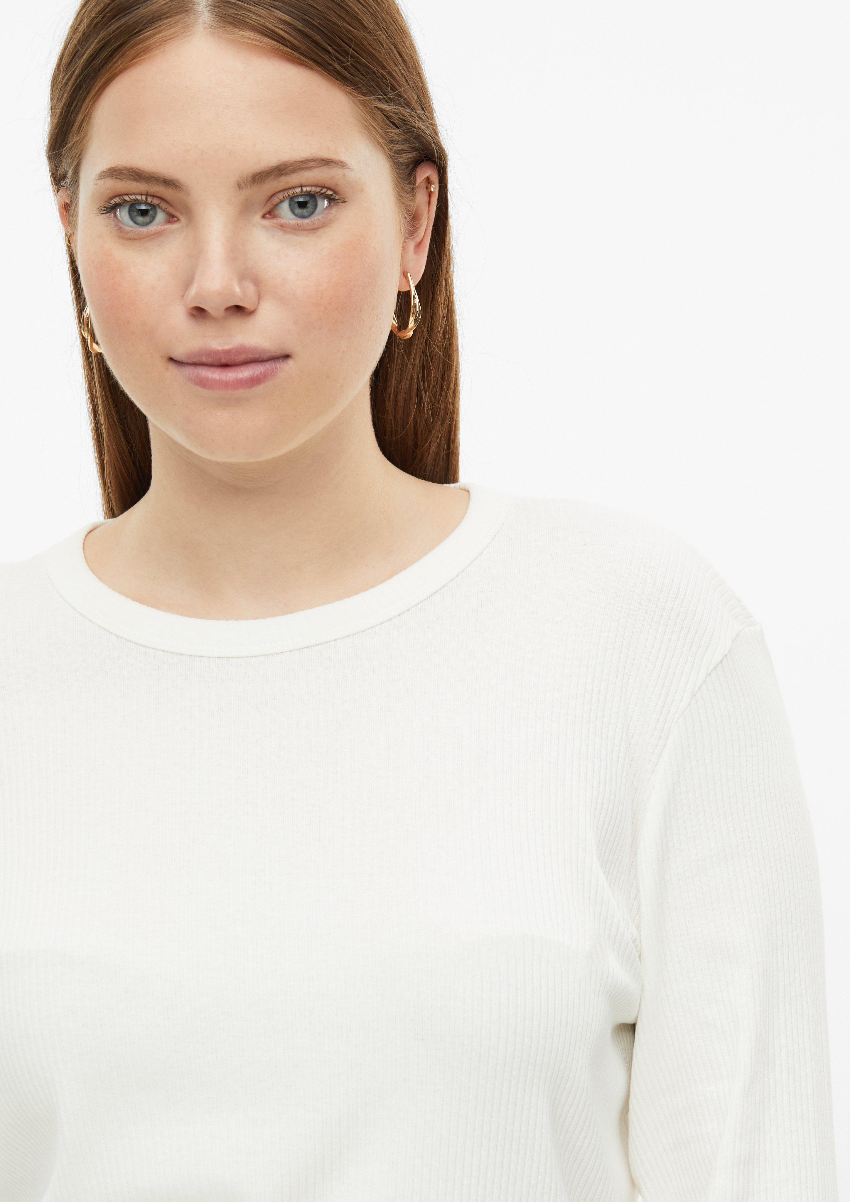 Women Ribbed longsleeve in cream by QS CURVE