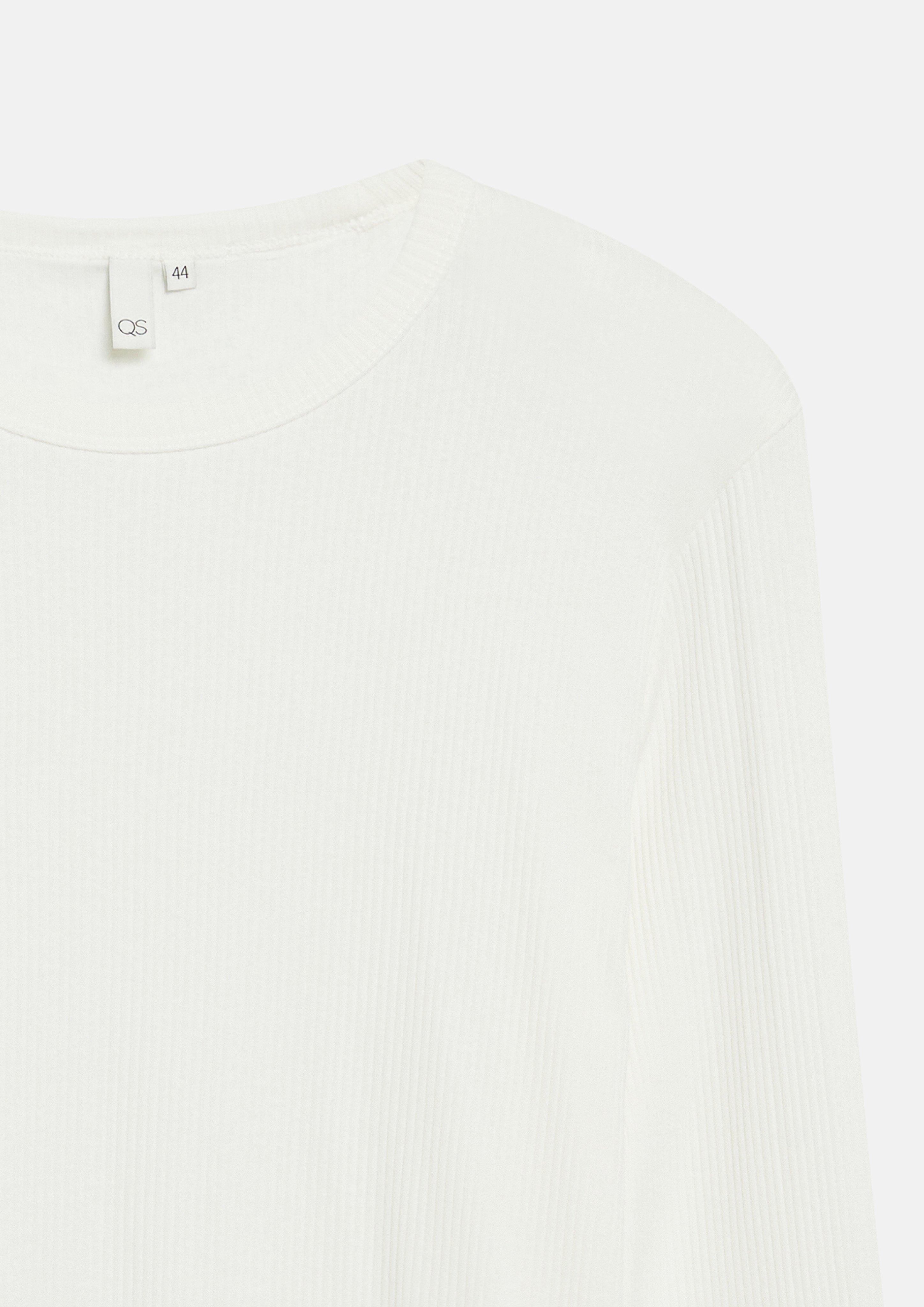 Femmes T-shirt à manches longues côtelé en crème de QS CURVE