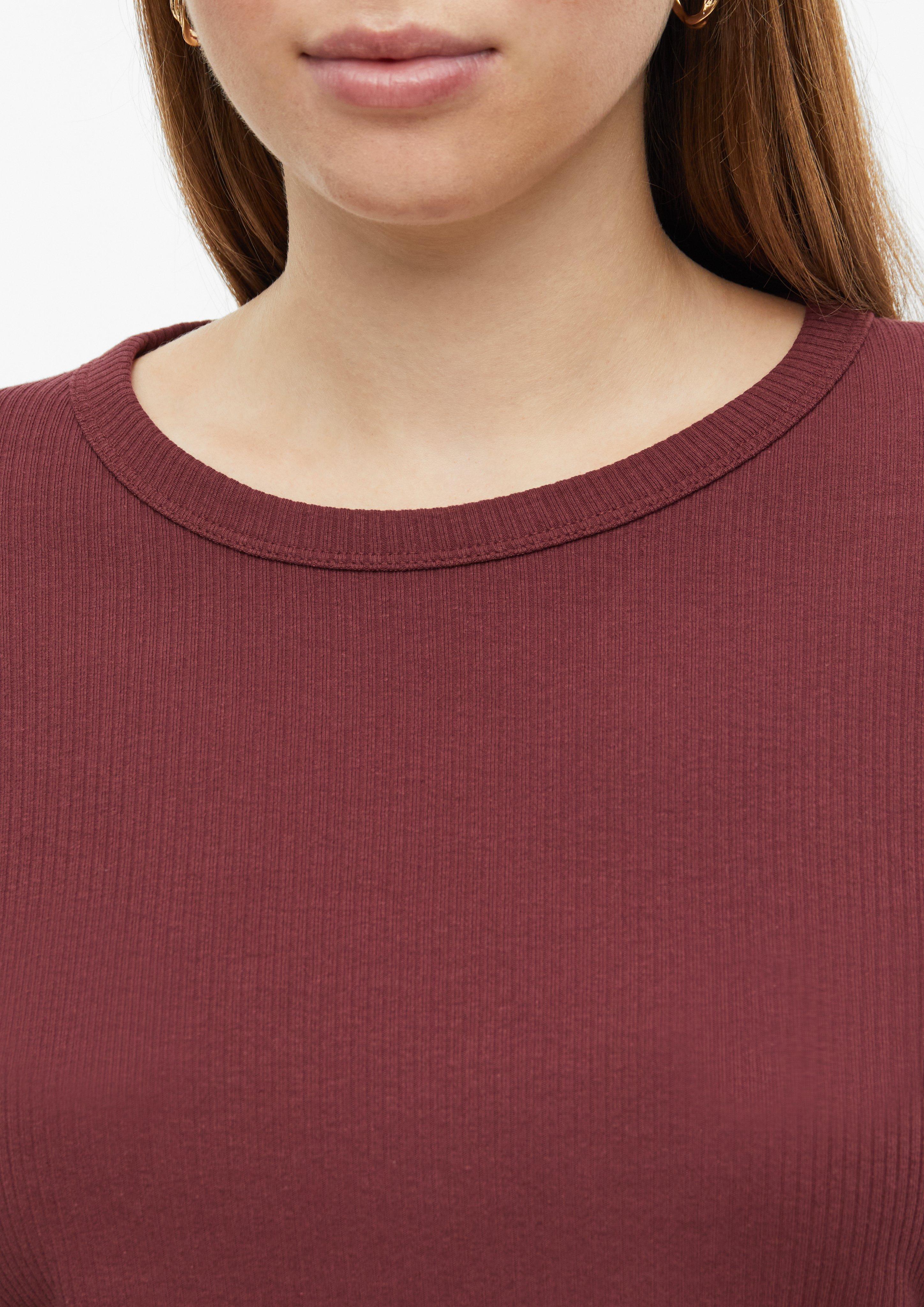 Femmes T-shirt long à côtes en rouge de QS CURVE