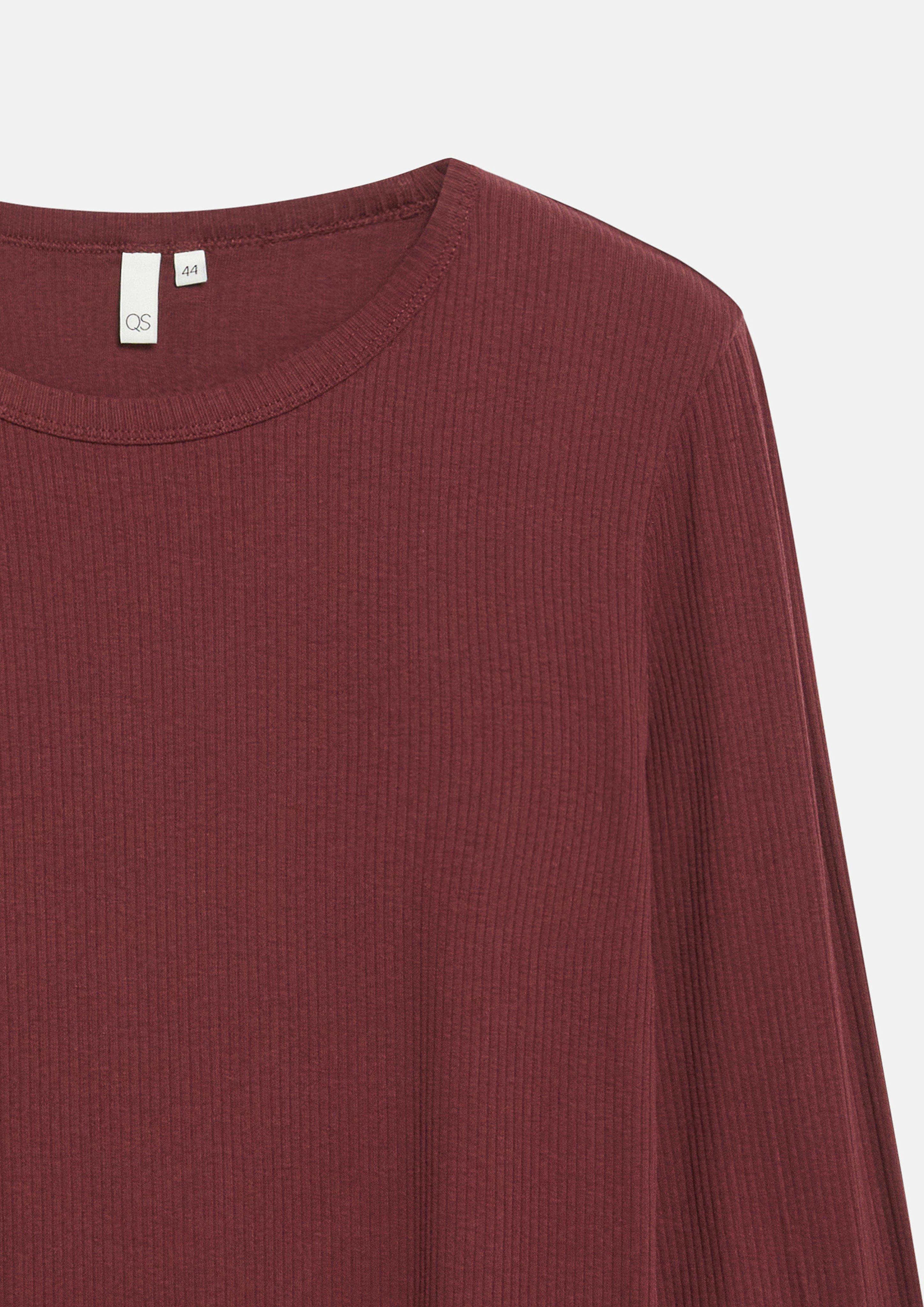 Femmes T-shirt à manches longues côtelé en rouge de QS CURVE