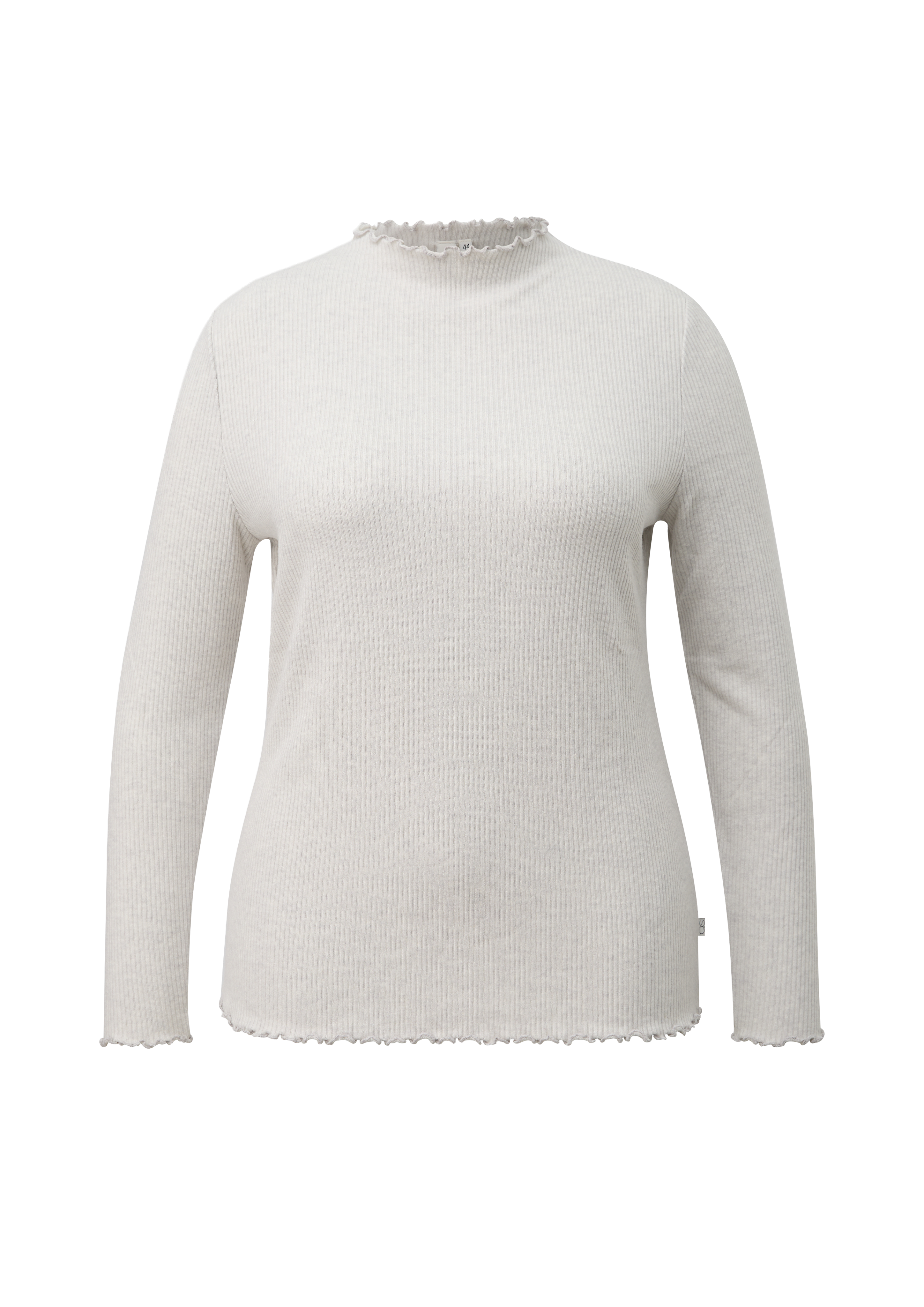 Geribbeld shirt met lange mouwen in gemêleerde look