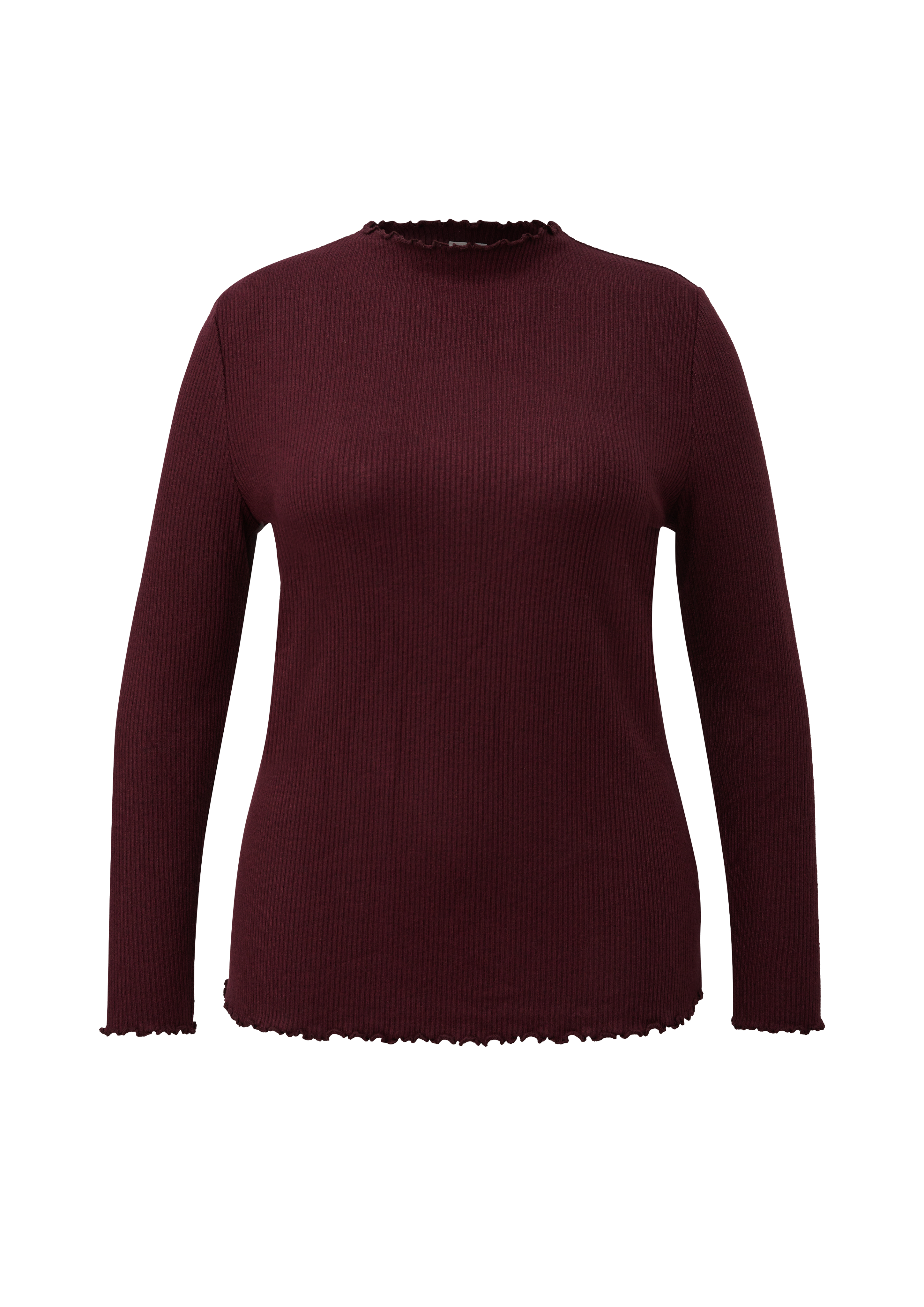 Geribbeld shirt met lange mouwen in gemêleerde look