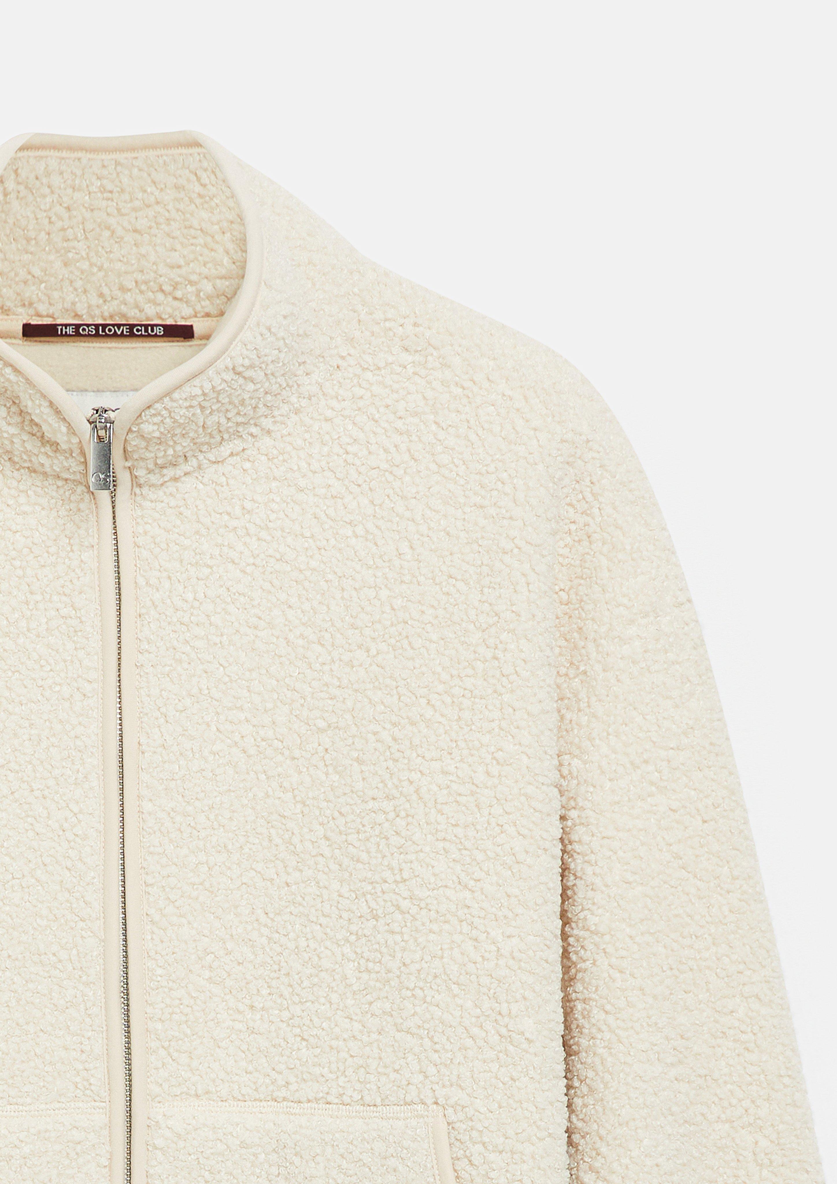 Damen Teddyjacke mit Stehkragen in beige von QS CURVE