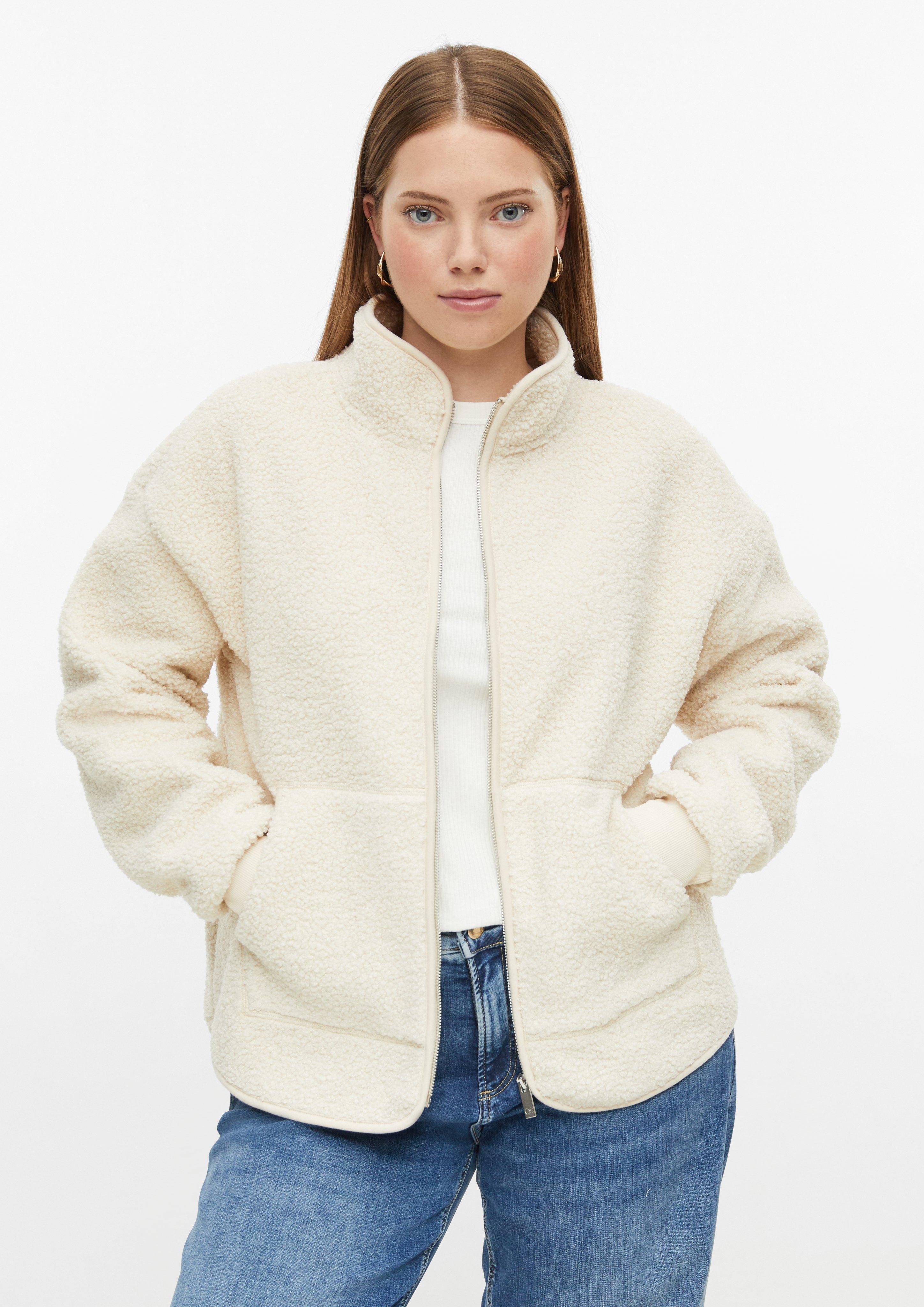 Damen Teddyjacke mit Stehkragen in beige von QS CURVE