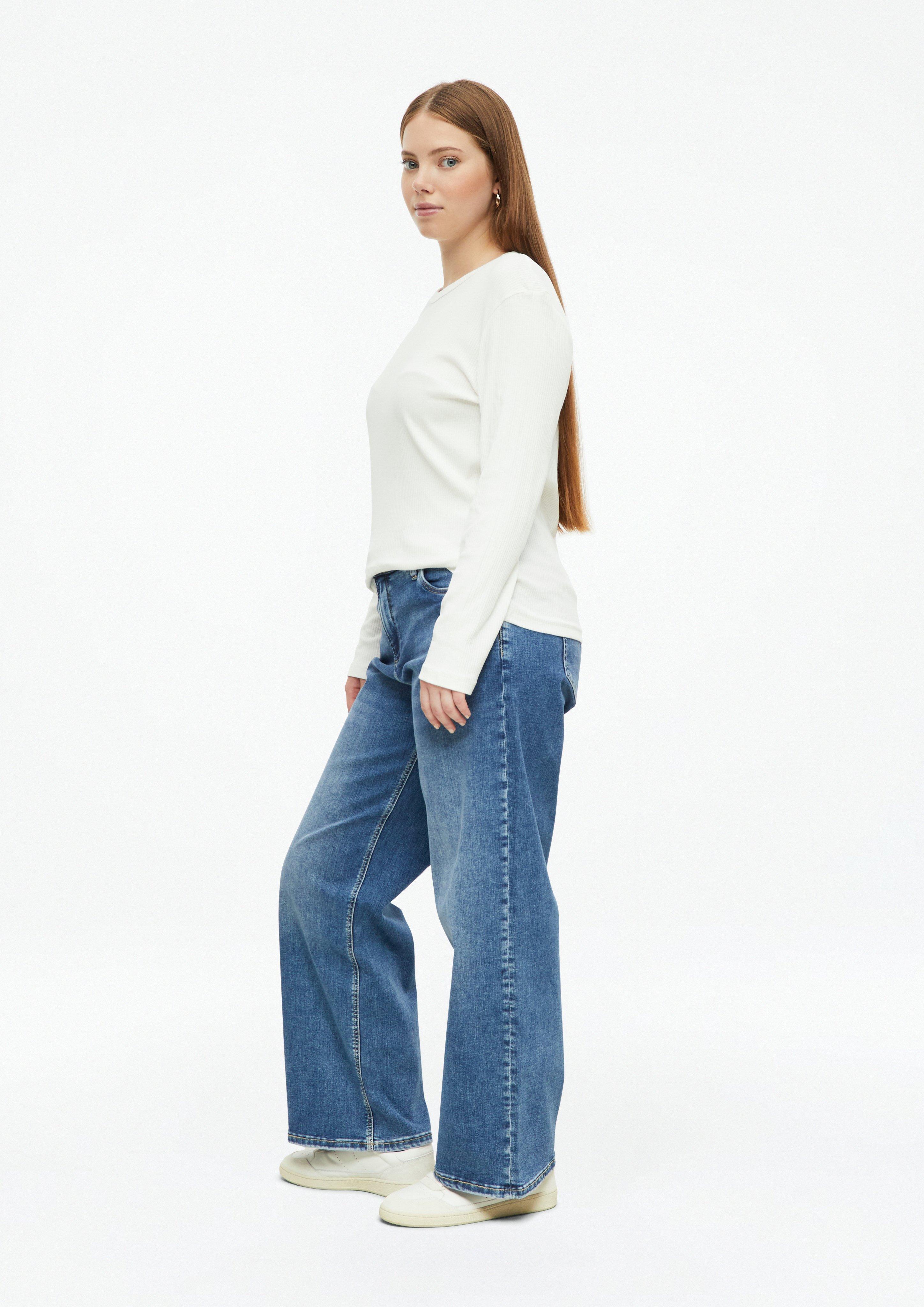 Dames Jeans / Mid Rise / Wide Fit in blauw van QS CURVE