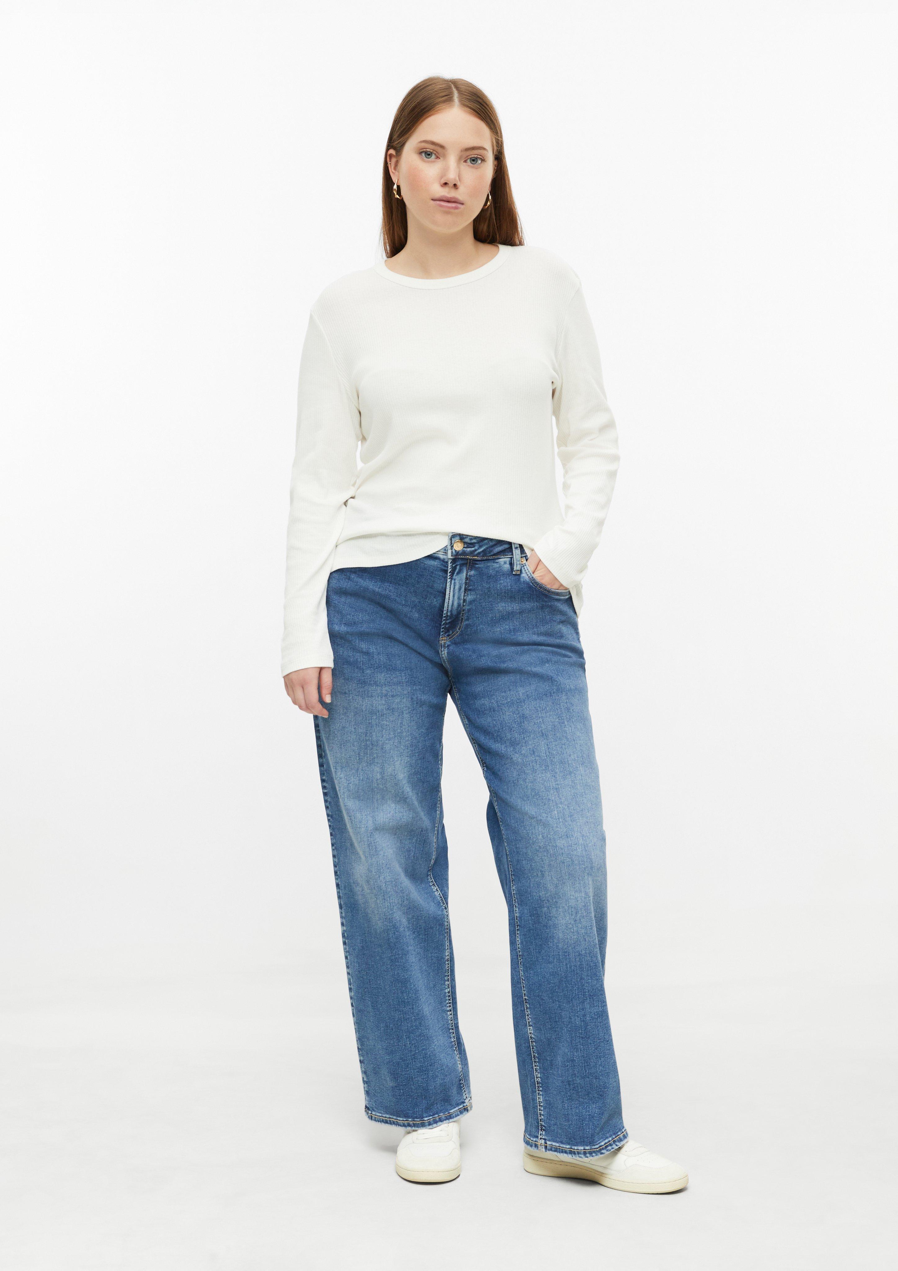 Jeans / Mid Rise / Wide Fit in blauw van QS CURVE