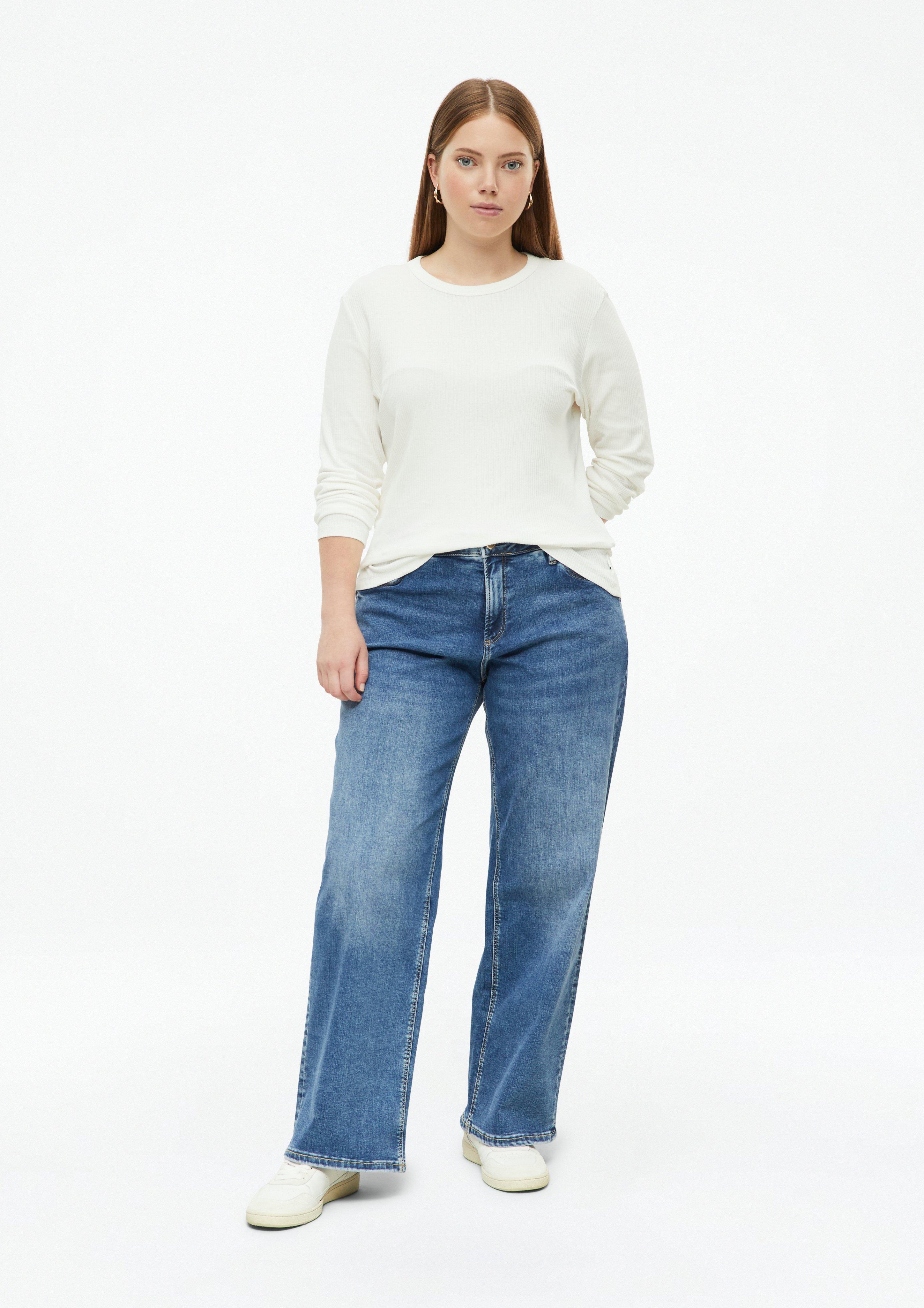 Dames Jeans / Mid Rise / Wide Fit in blauw van QS CURVE