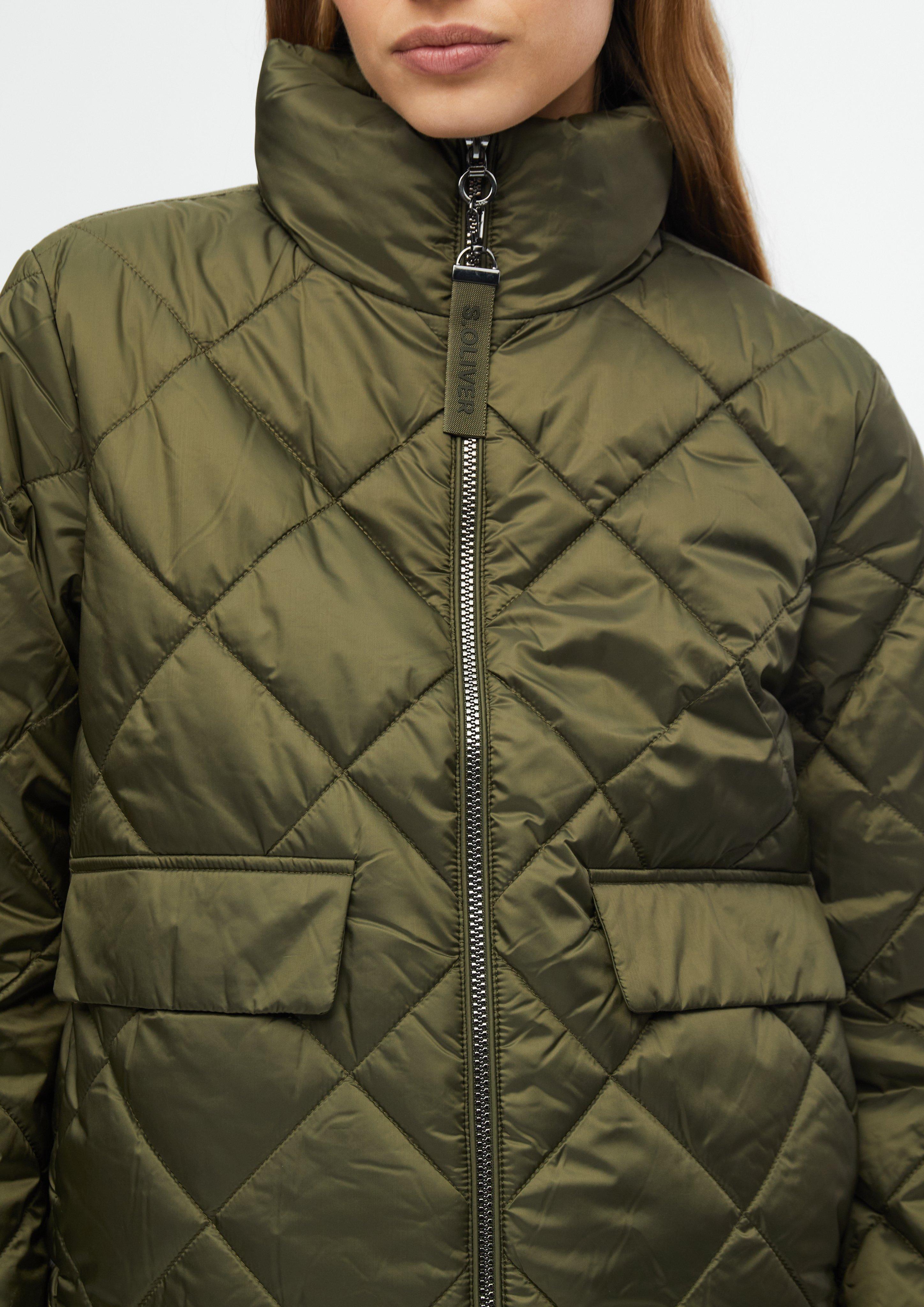 Women Lightweight quilted jacket with a stand-up collar in olive by s.Oliver