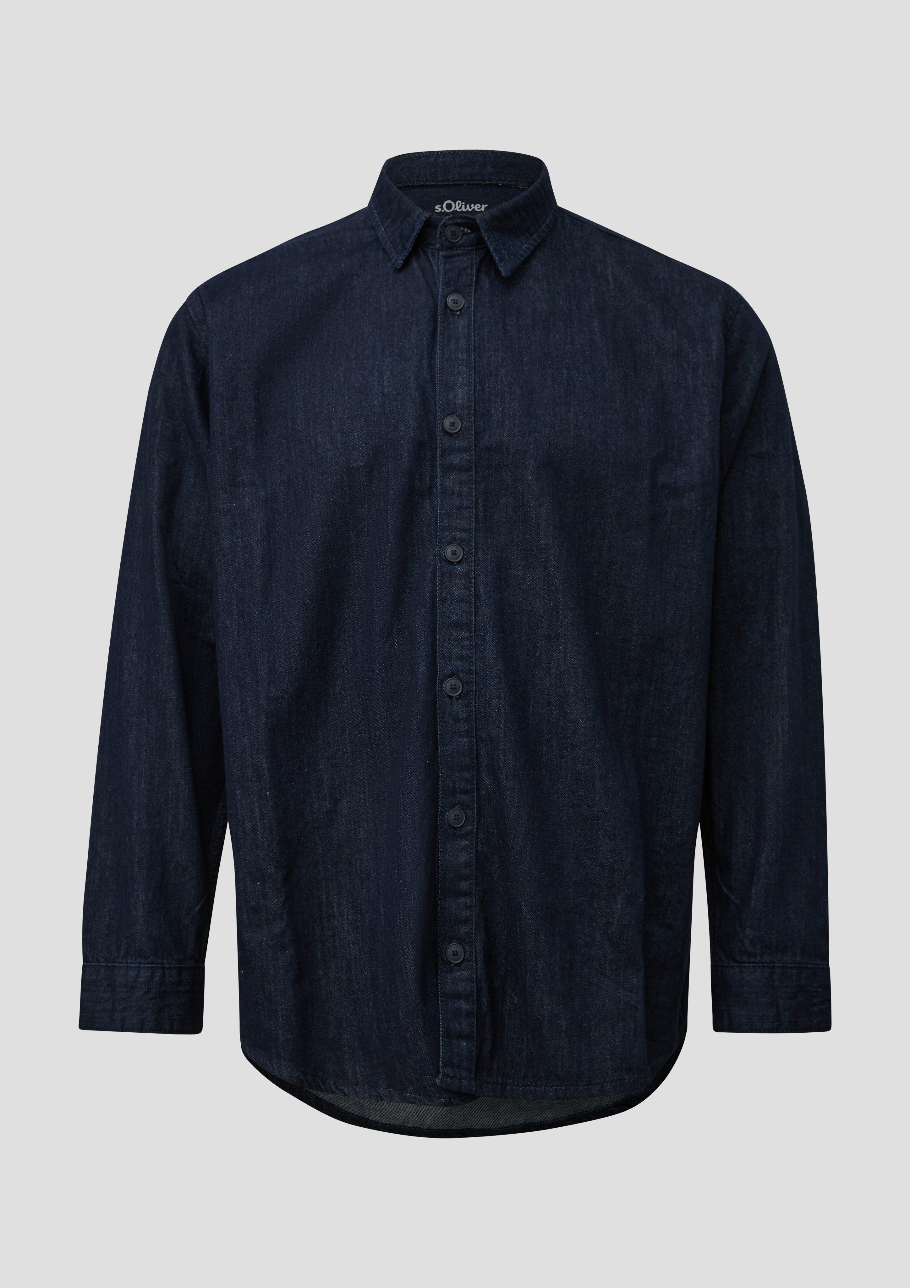 Regular Fit: 100% cotton denim shirt in navy by s.Oliver Men Big Sizes
