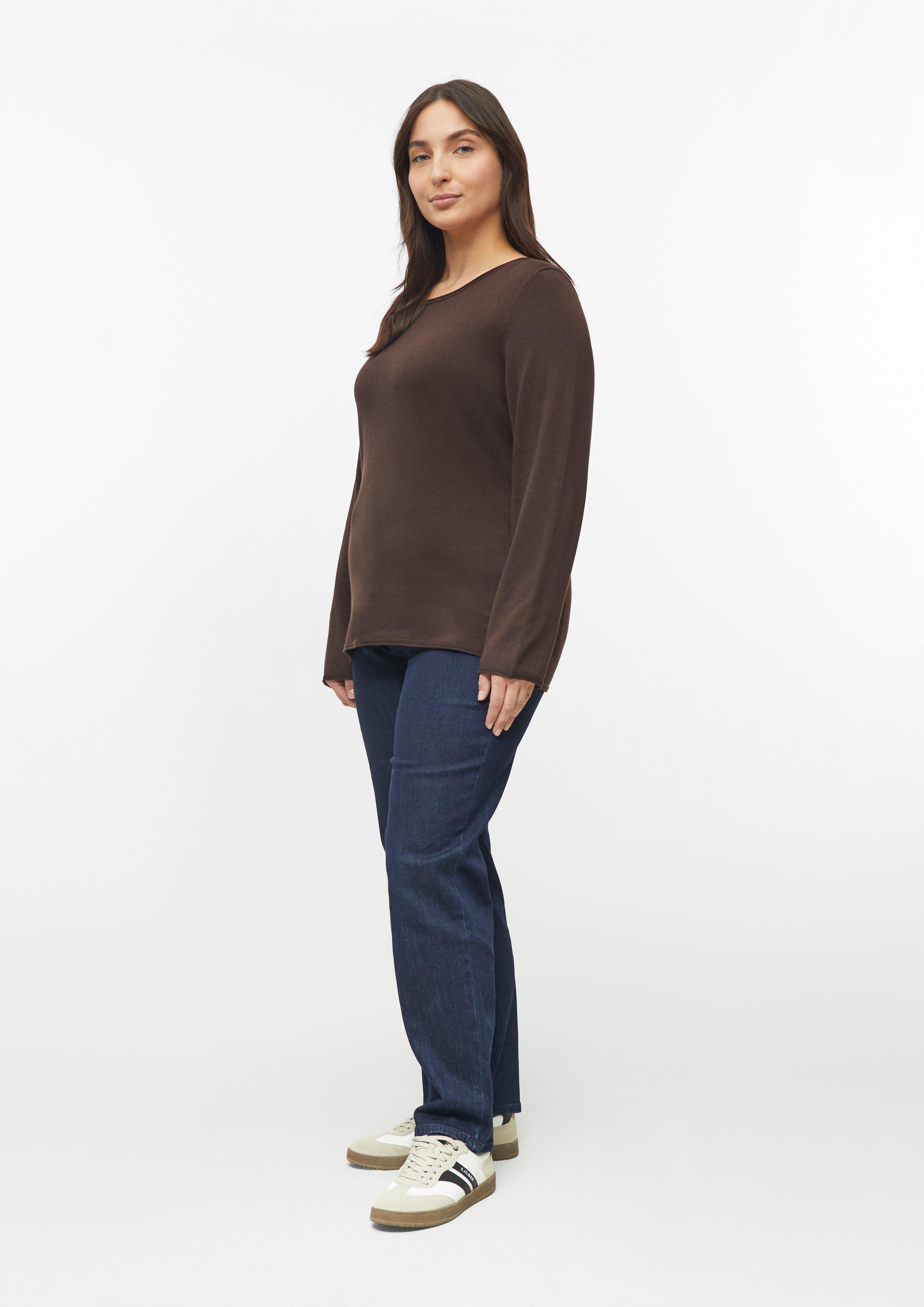 Kobiety Sweter z cienkiej dzianiny ze zwijaną krawędzią w kolorze brązowy od s.Oliver CURVE