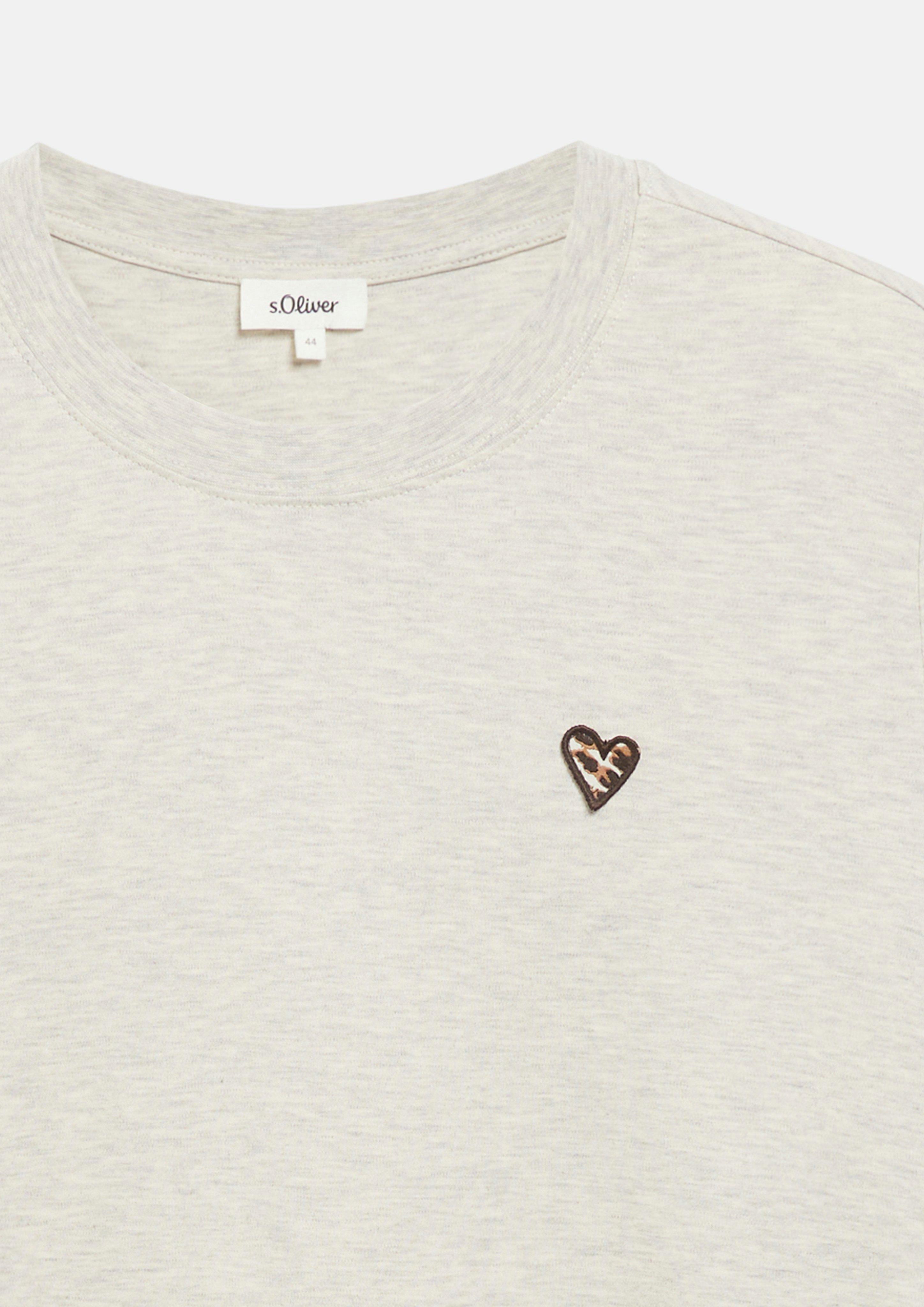 Dames T-shirt met luipaardhart in beige van s.Oliver CURVE