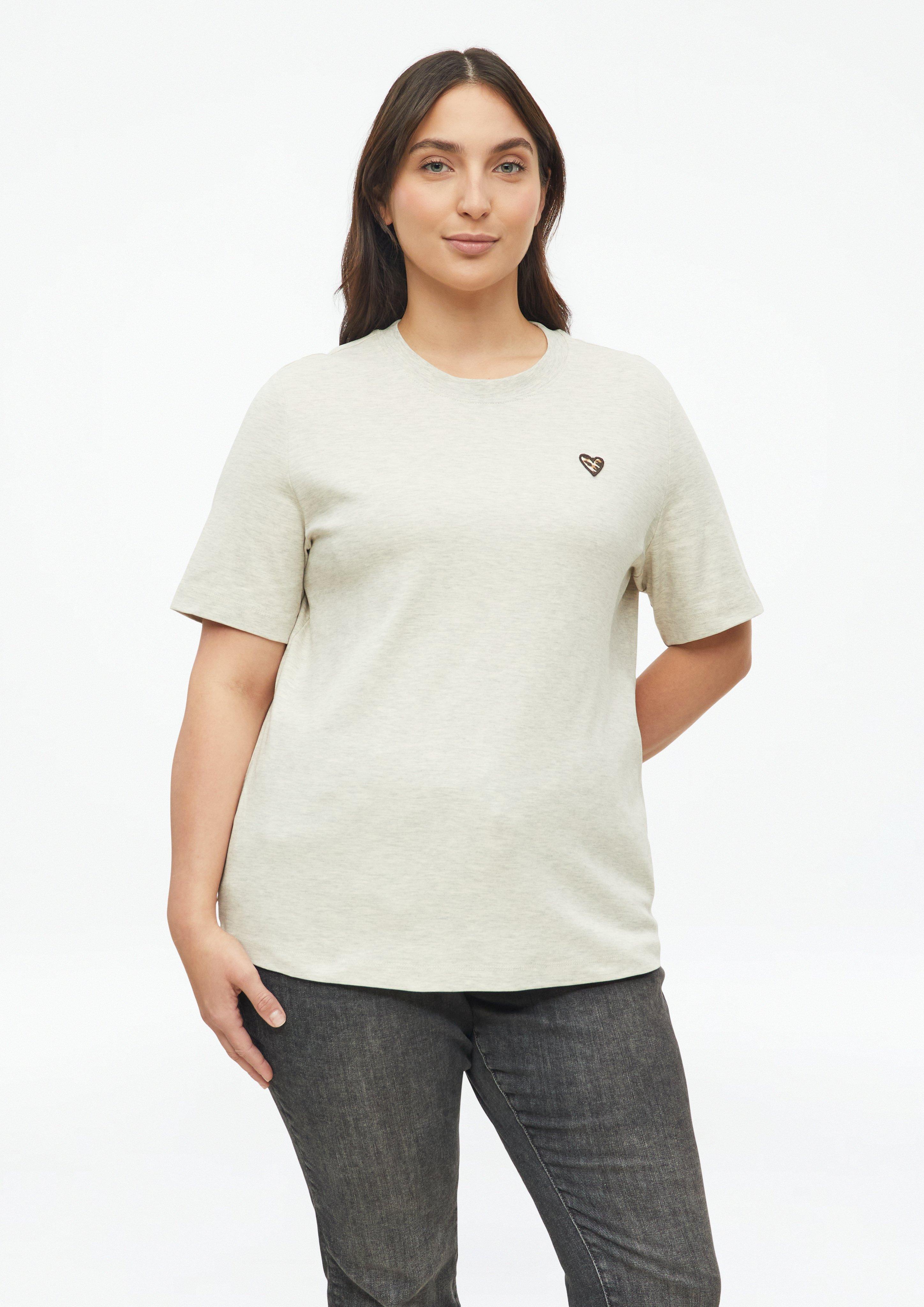 T-shirt met luipaardhart in lichtbeige van s.Oliver CURVE
