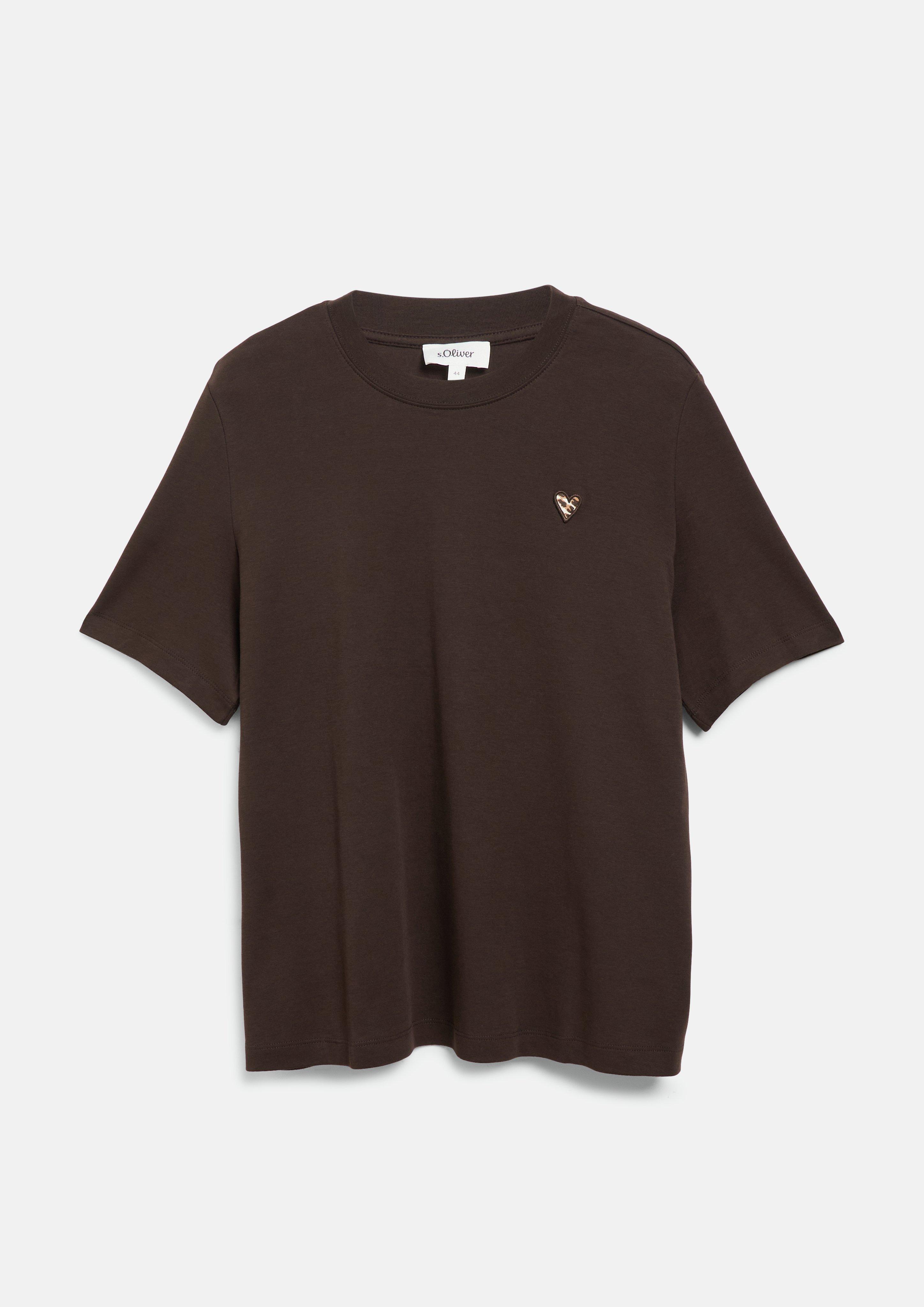 Damen T-Shirt mit Leo-Herz in dunkelbraun von s.Oliver CURVE
