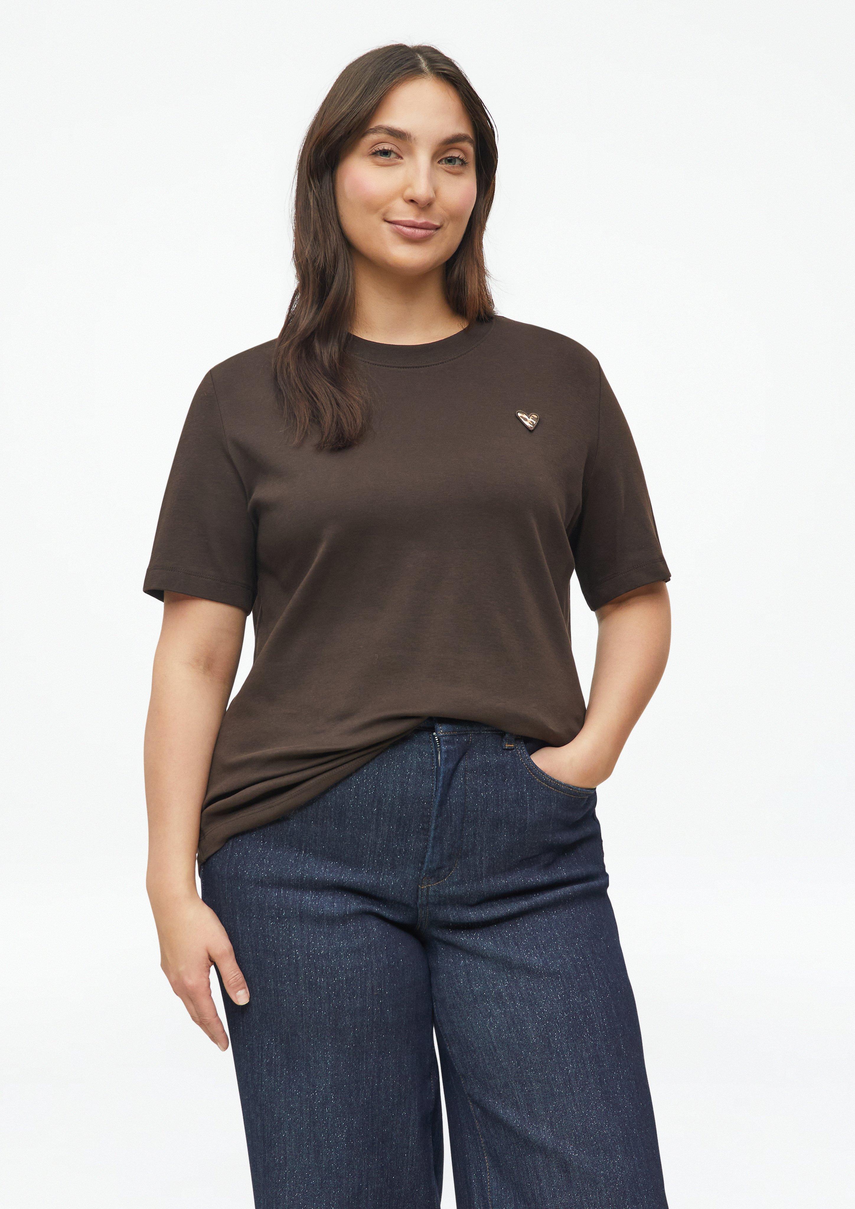 T-shirt with a leopard-print heart in dark brown by s.Oliver CURVE