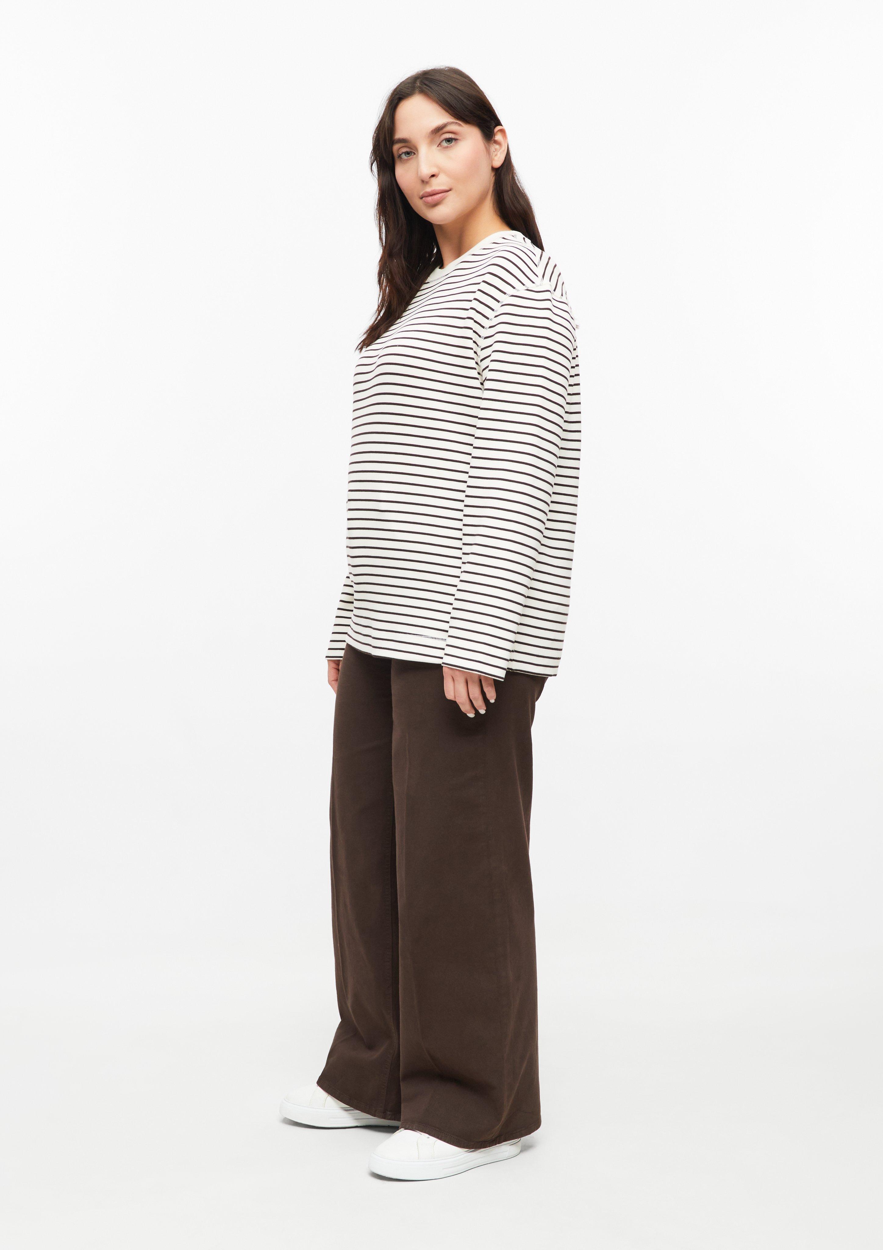 Damen Scuba-Sweatshirt mit Ringeln im Relaxed Fit in creme von s.Oliver CURVE