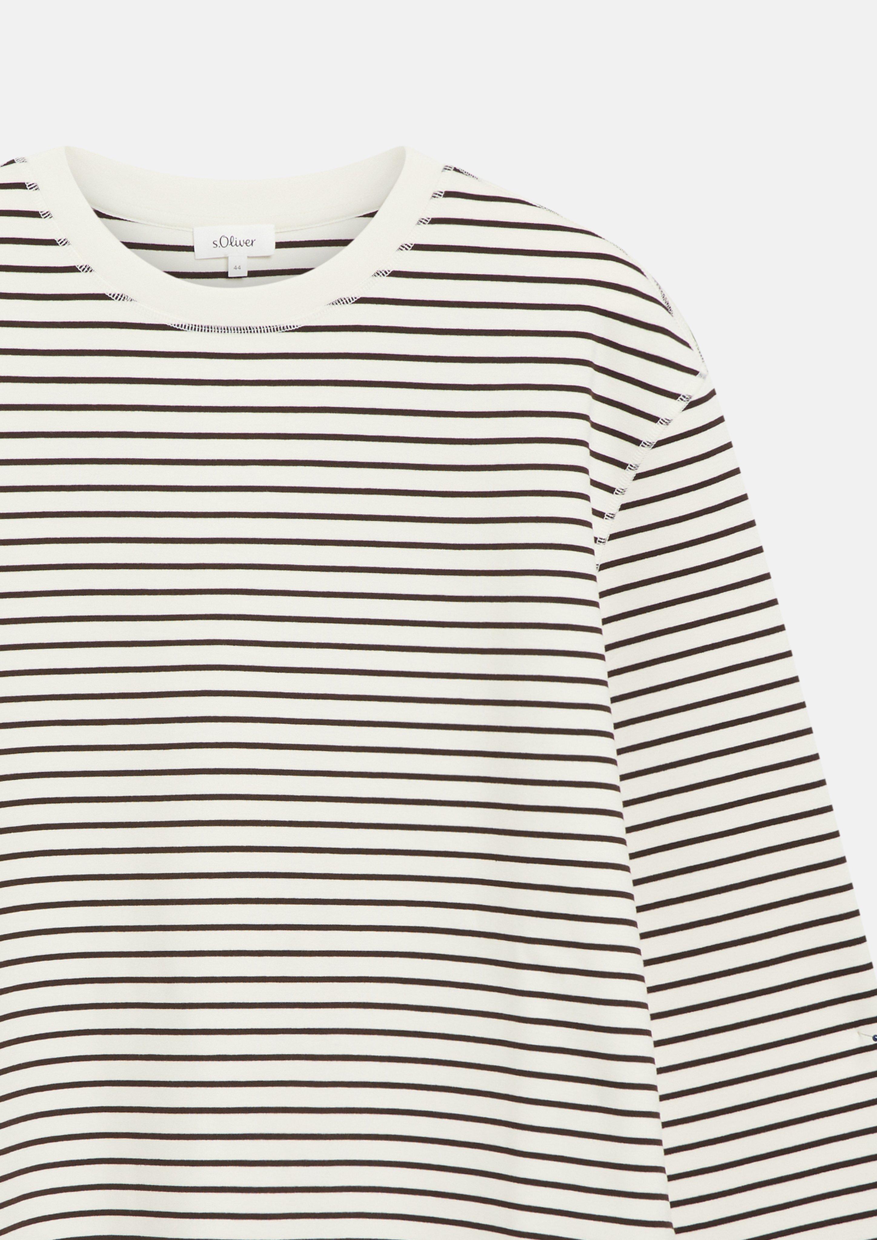 Damen Scuba-Sweatshirt mit Ringeln im Relaxed Fit in creme von s.Oliver CURVE