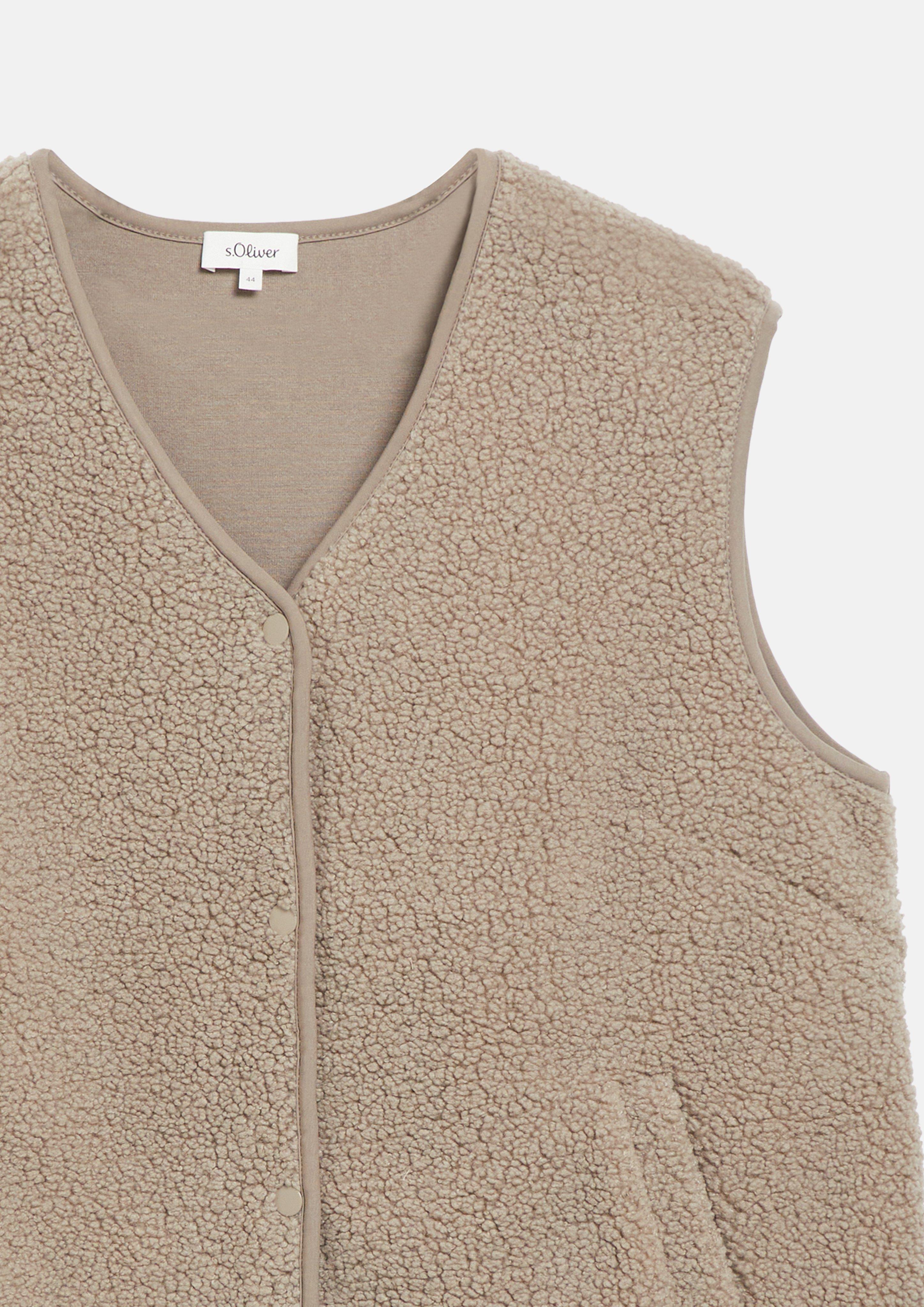 Women Relaxed-Fit Teddy Vest in beige by s.Oliver CURVE