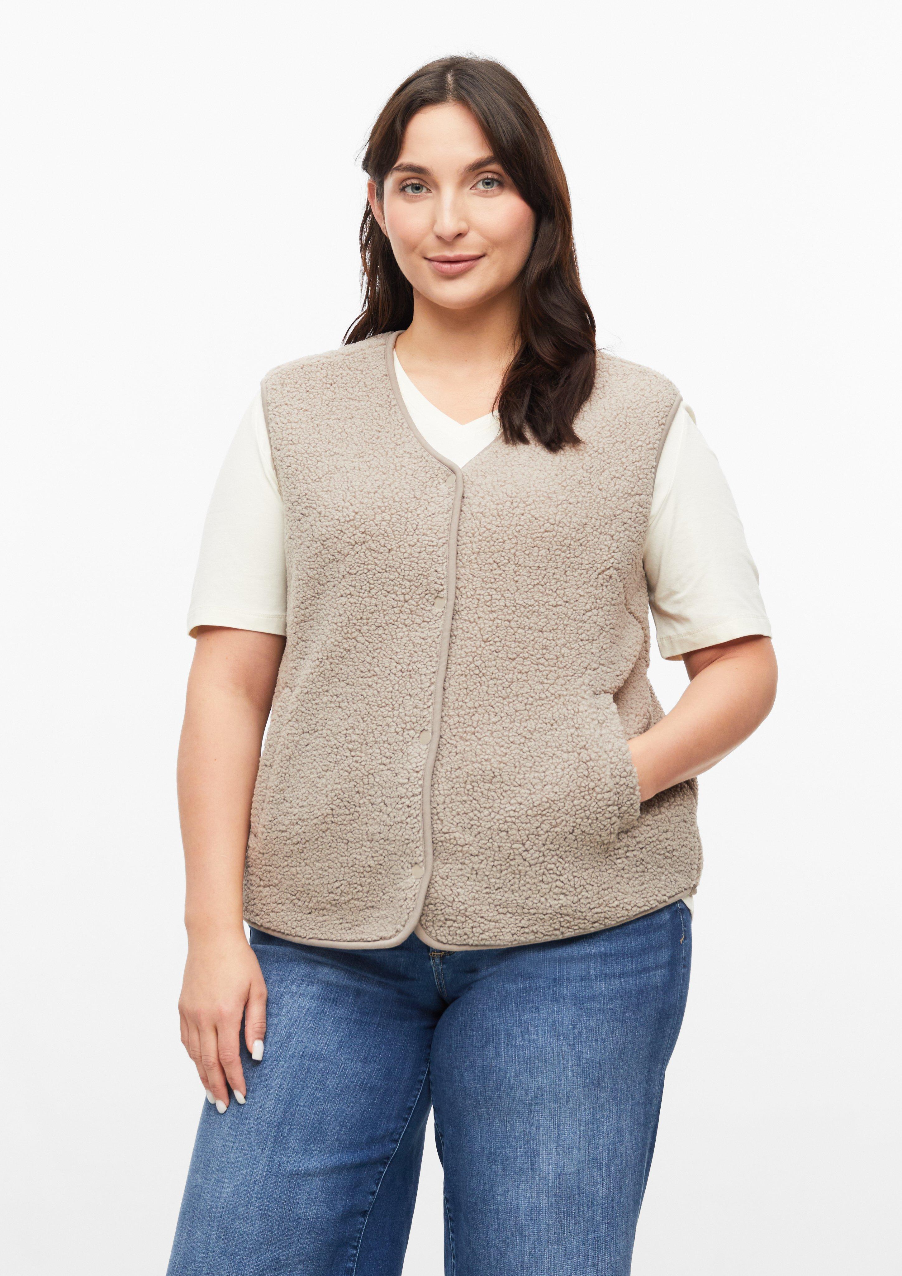 Dames Teddy-vest met relaxte pasvorm in beige van s.Oliver CURVE