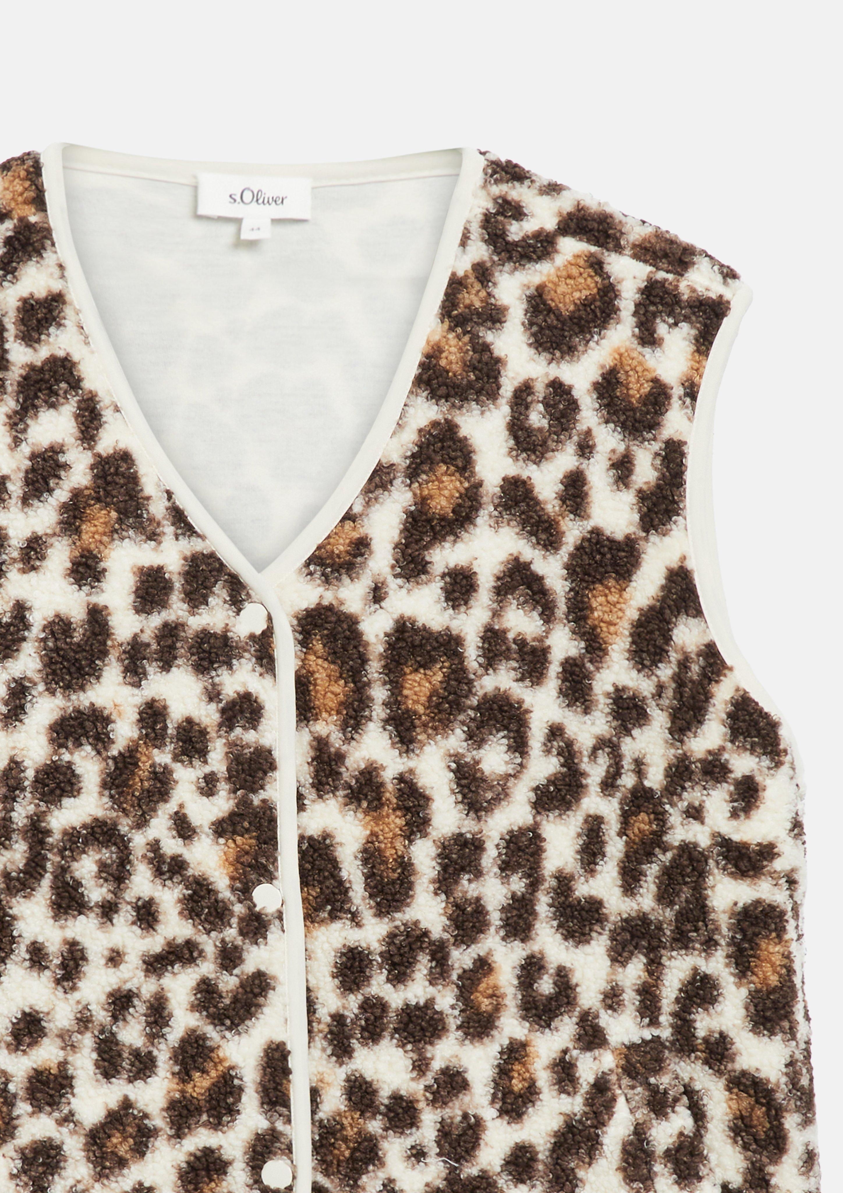 Žene Prsluk od teddy pliša ležernog kroja s leopard uzorkom u boji smeđa od s.Oliver CURVE