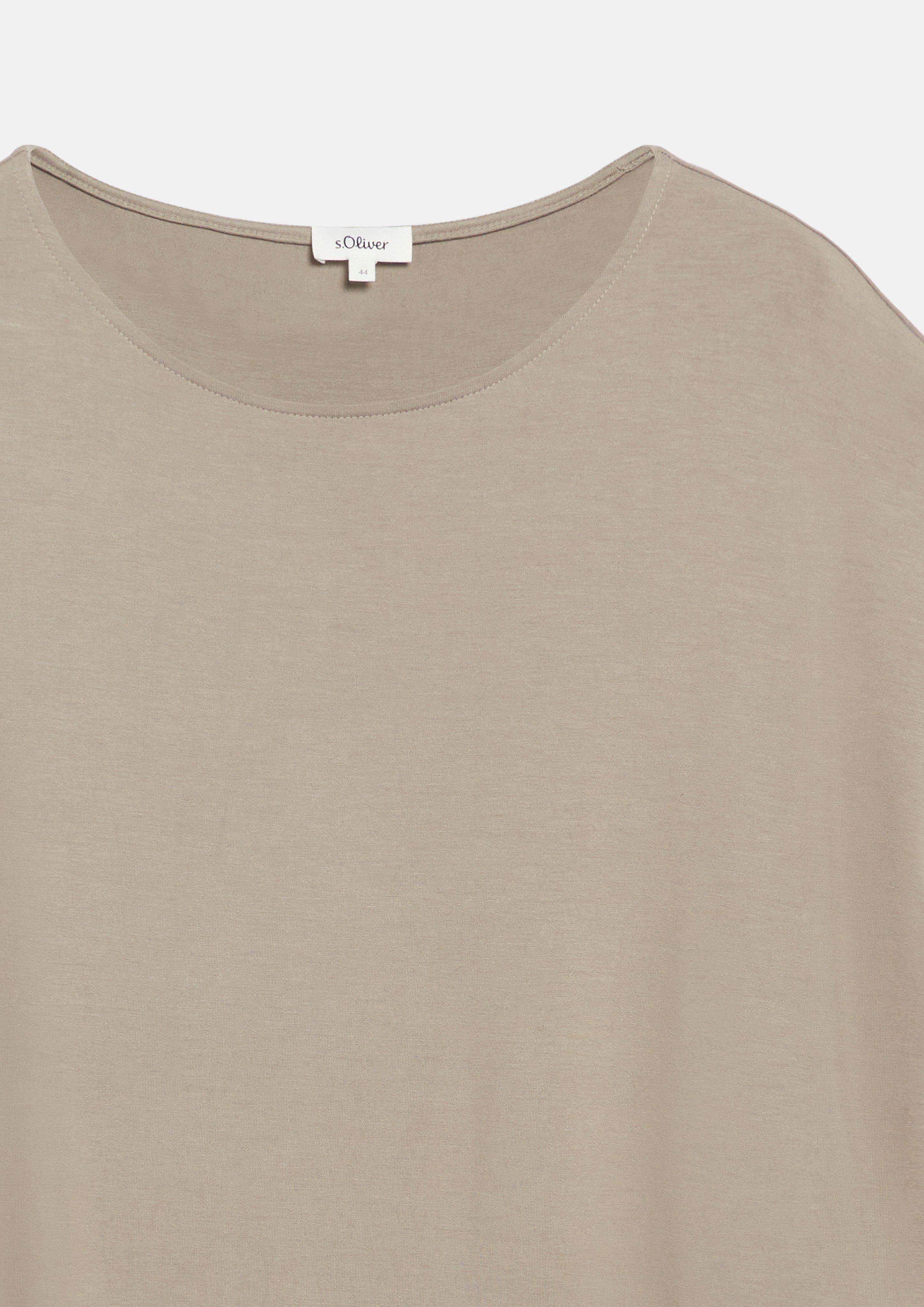 Femmes T-shirt en jersey fluide avec des épaules recoupées en beige de s.Oliver CURVE