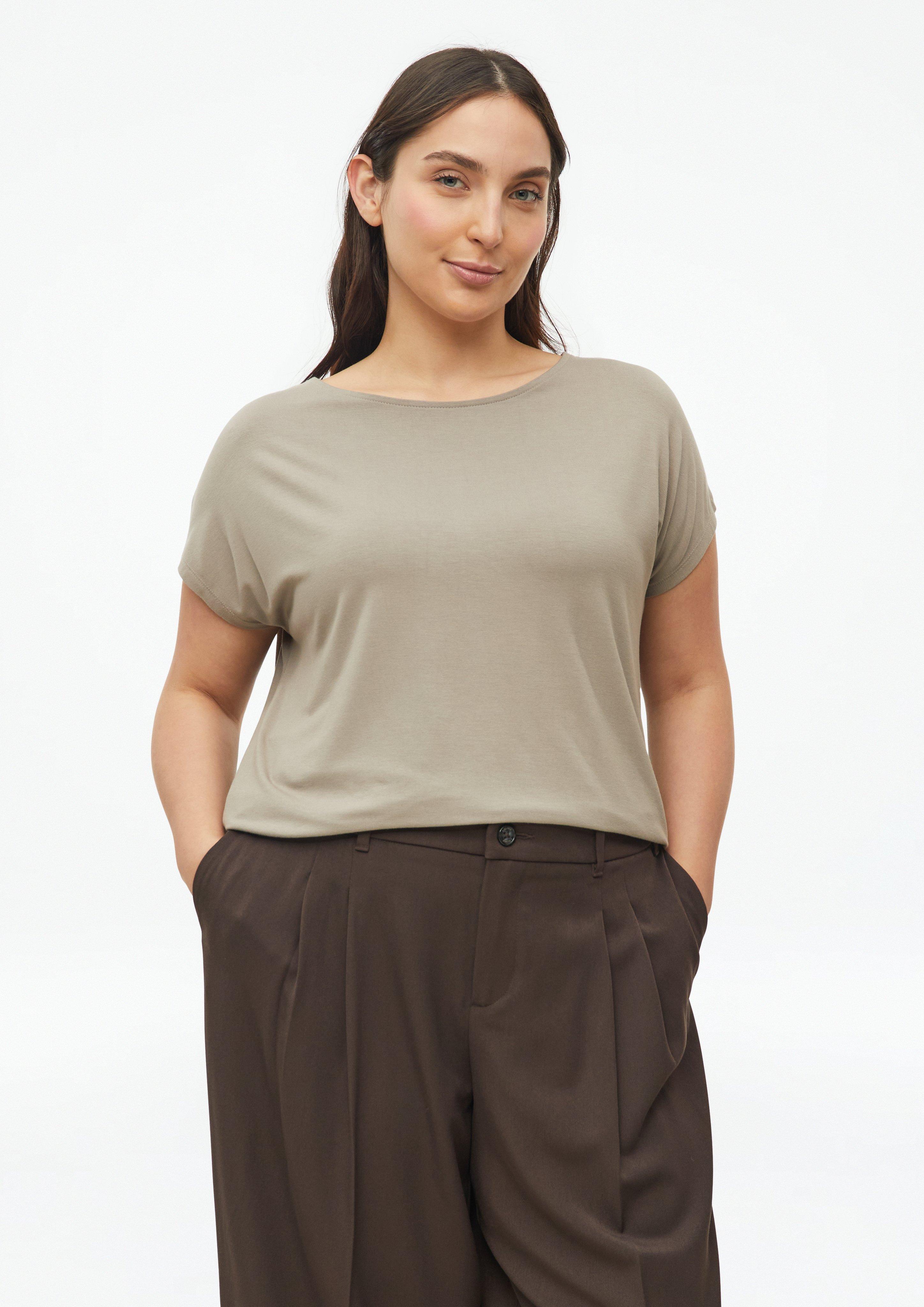 T-shirt en jersey fluide aux épaules tombantes en beige de s.Oliver CURVE