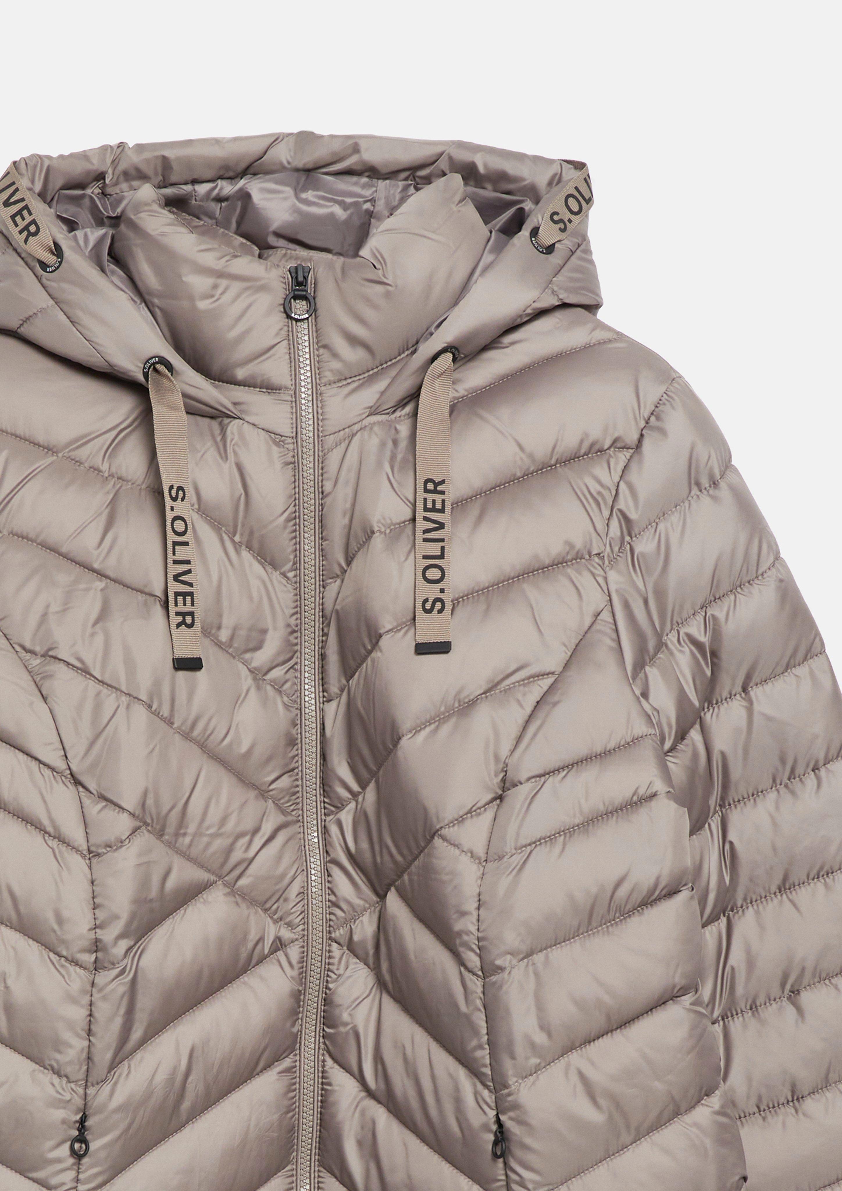 Women Lightweight Quilted Jacket with Hood in beige by s.Oliver CURVE