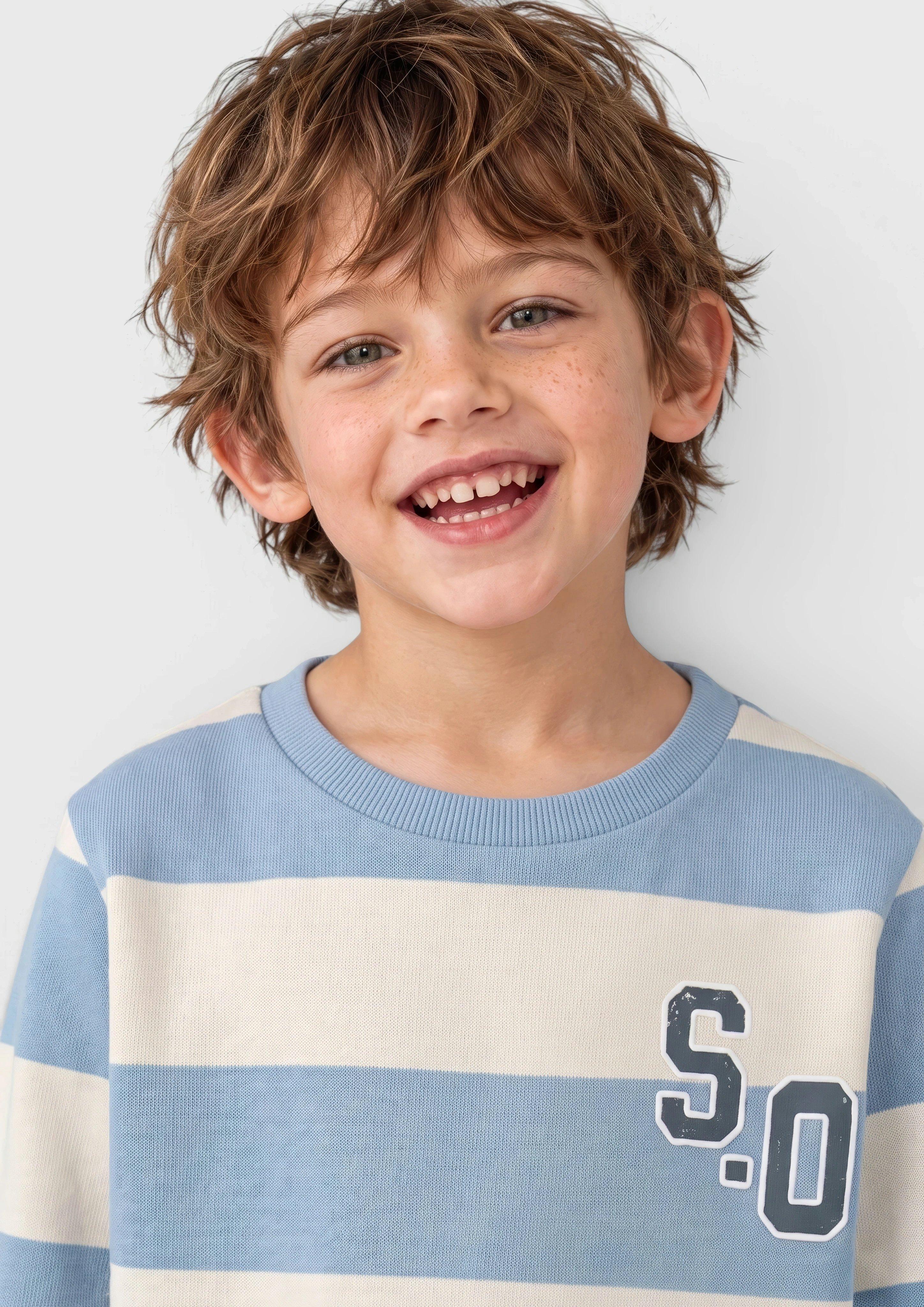 Kinder Kuscheliges Streifen-Sweatshirt mit Print-Detail in beige von s.Oliver