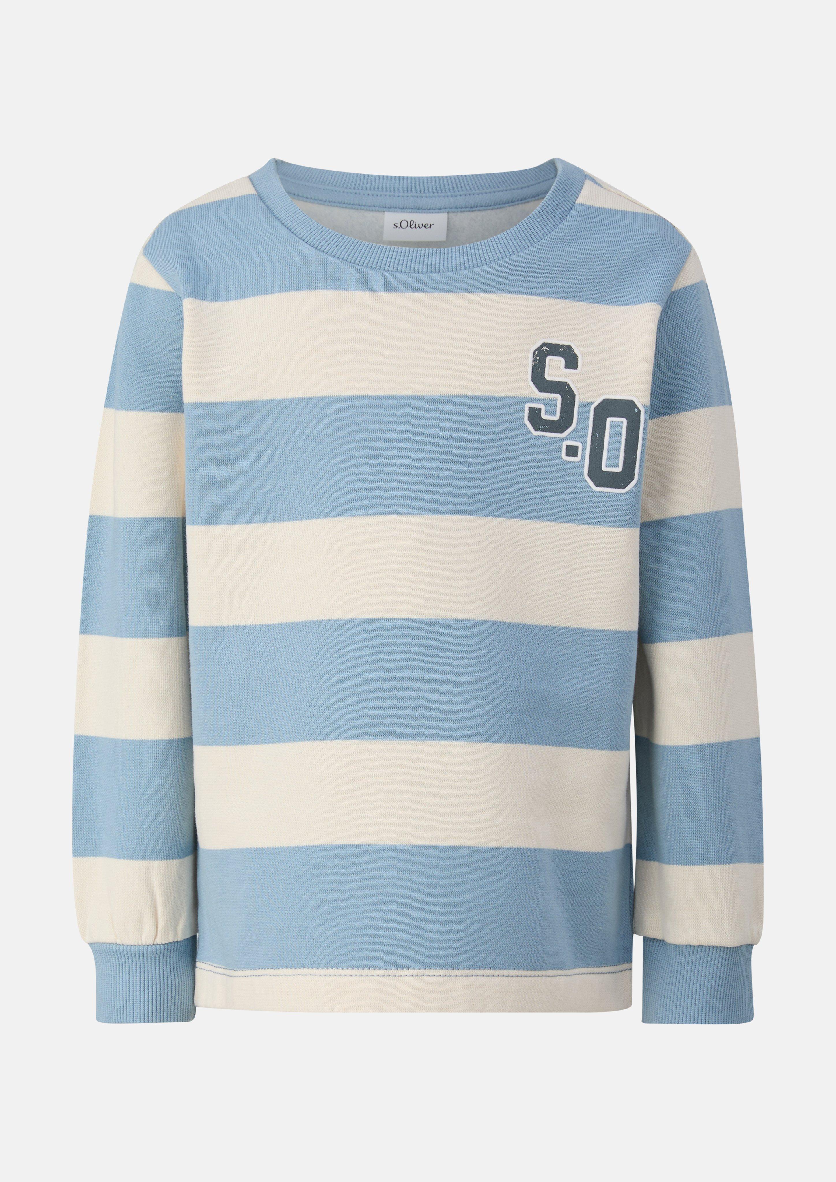 Kinder Kuscheliges Streifen-Sweatshirt mit Print-Detail in beige von s.Oliver