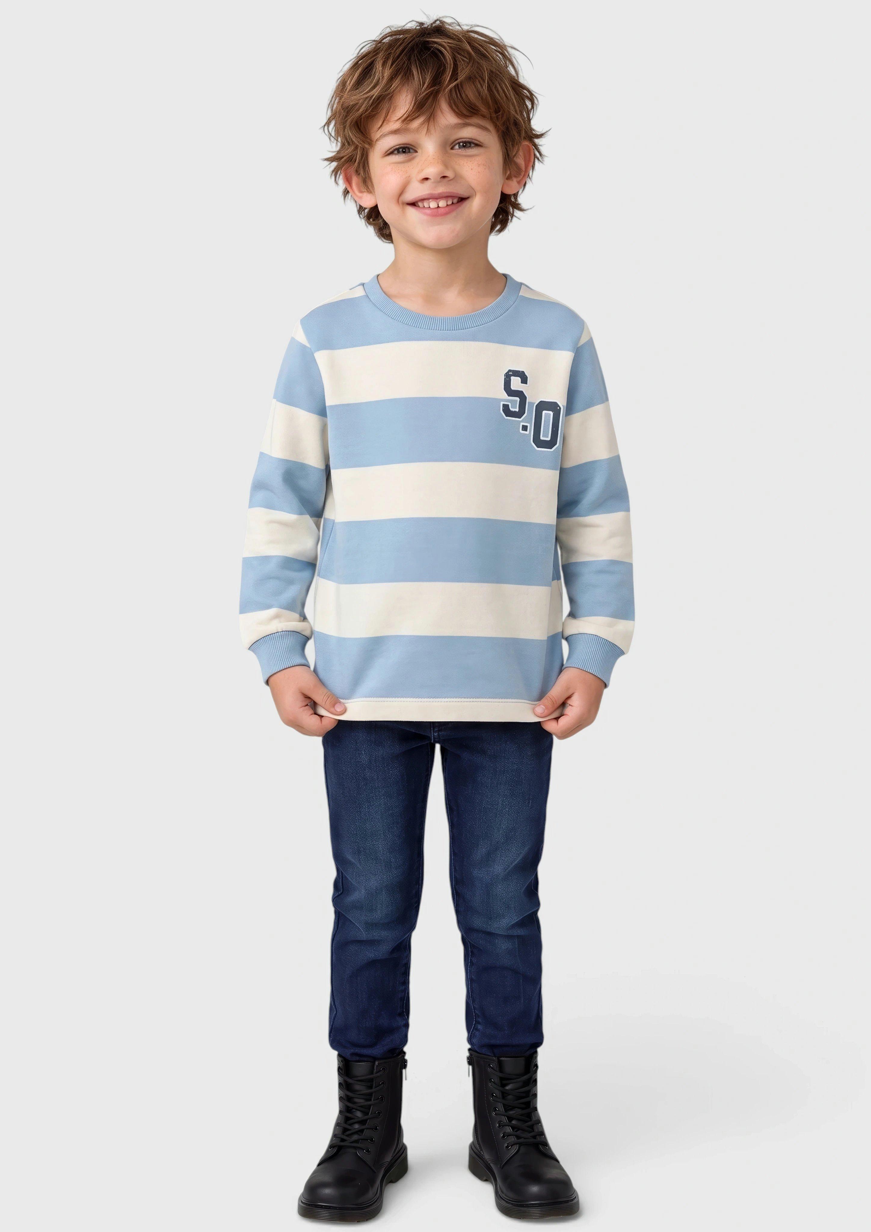 Kinder Kuscheliges Streifen-Sweatshirt mit Print-Detail in beige von s.Oliver