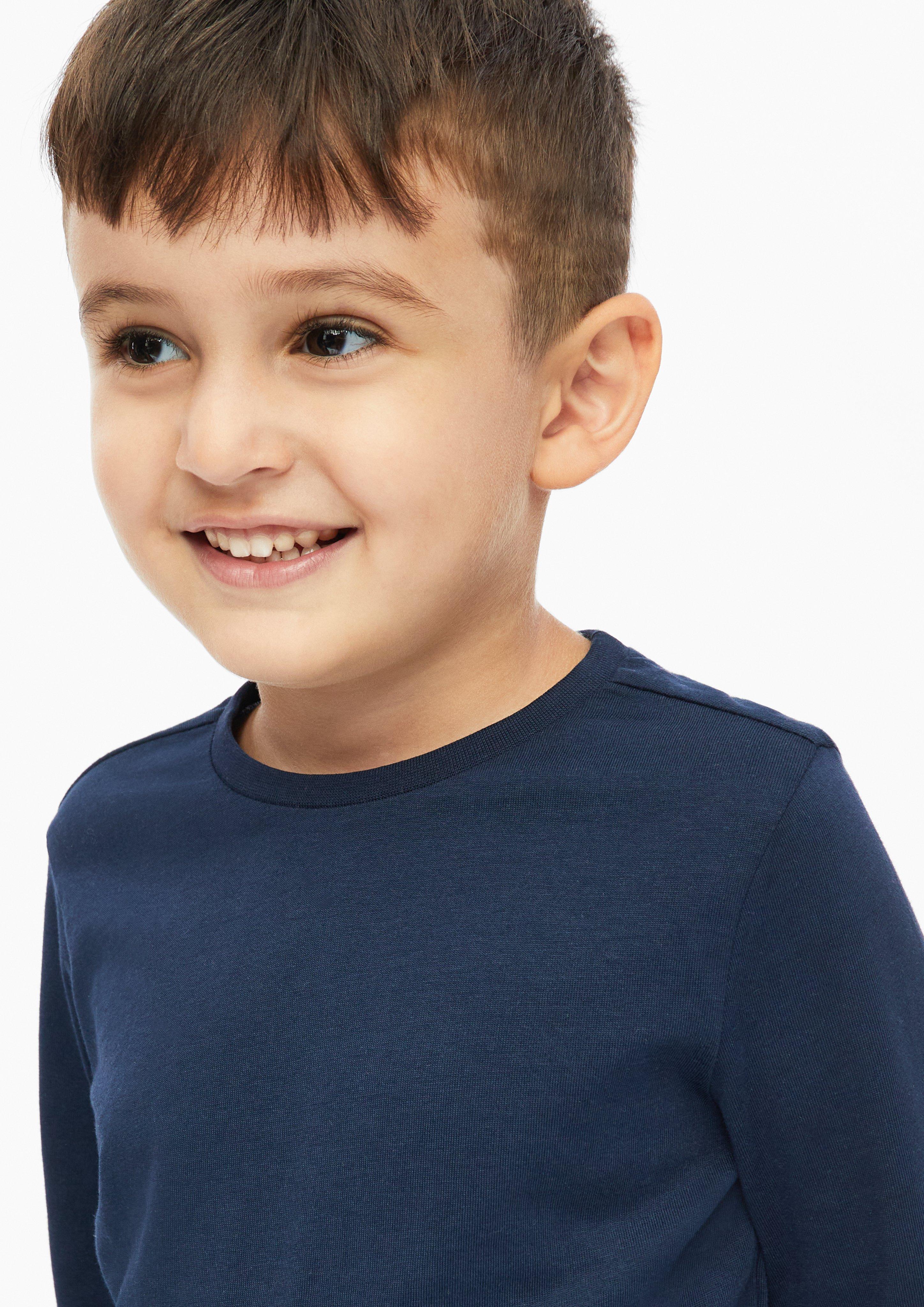 Junior Set van 2 unisex katoenen shirts met lange mouwen in blauw van s.Oliver