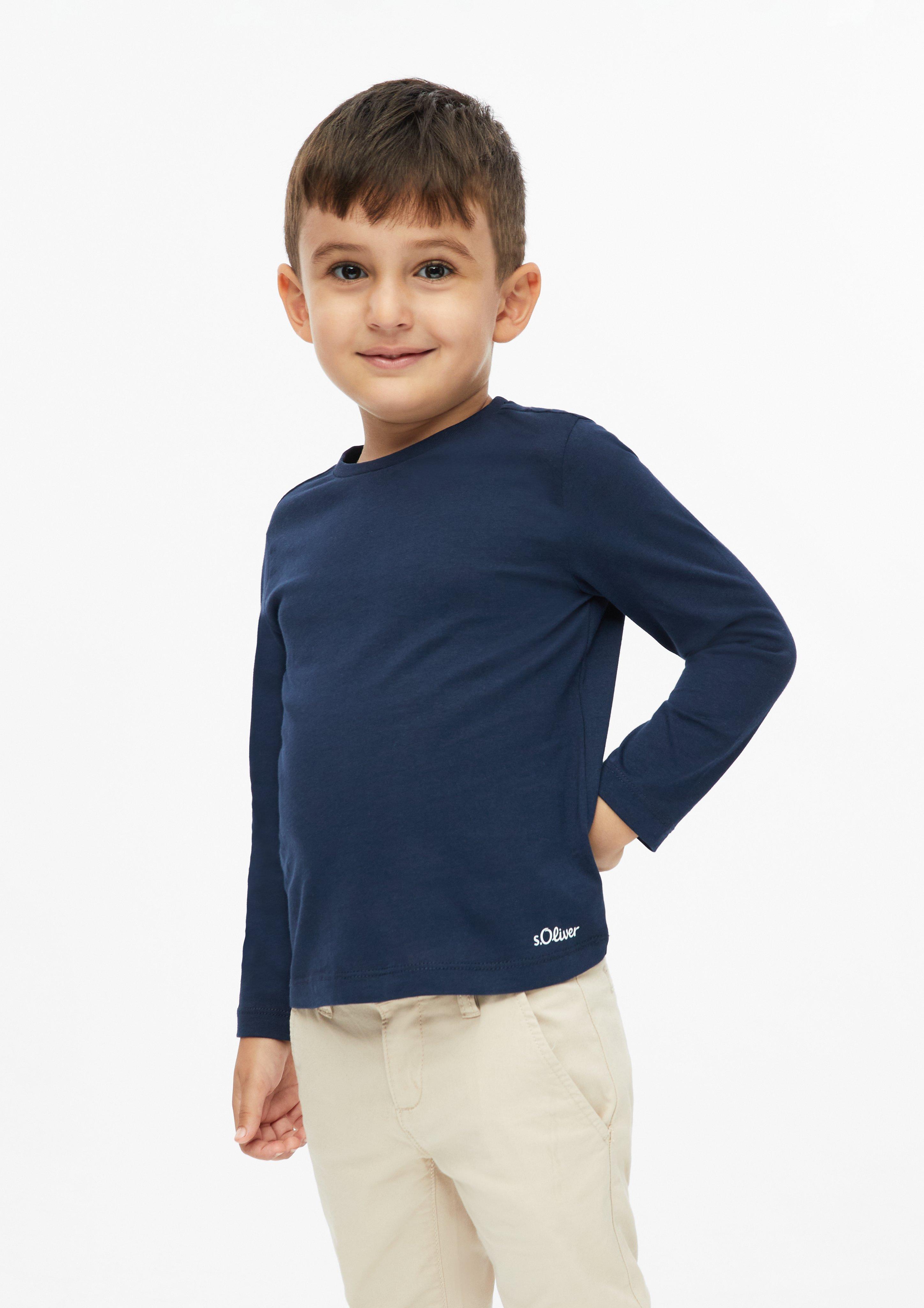 Dwupak koszulek z długim rękawem unisex z bawełny w kolorze kremowy od s.Oliver