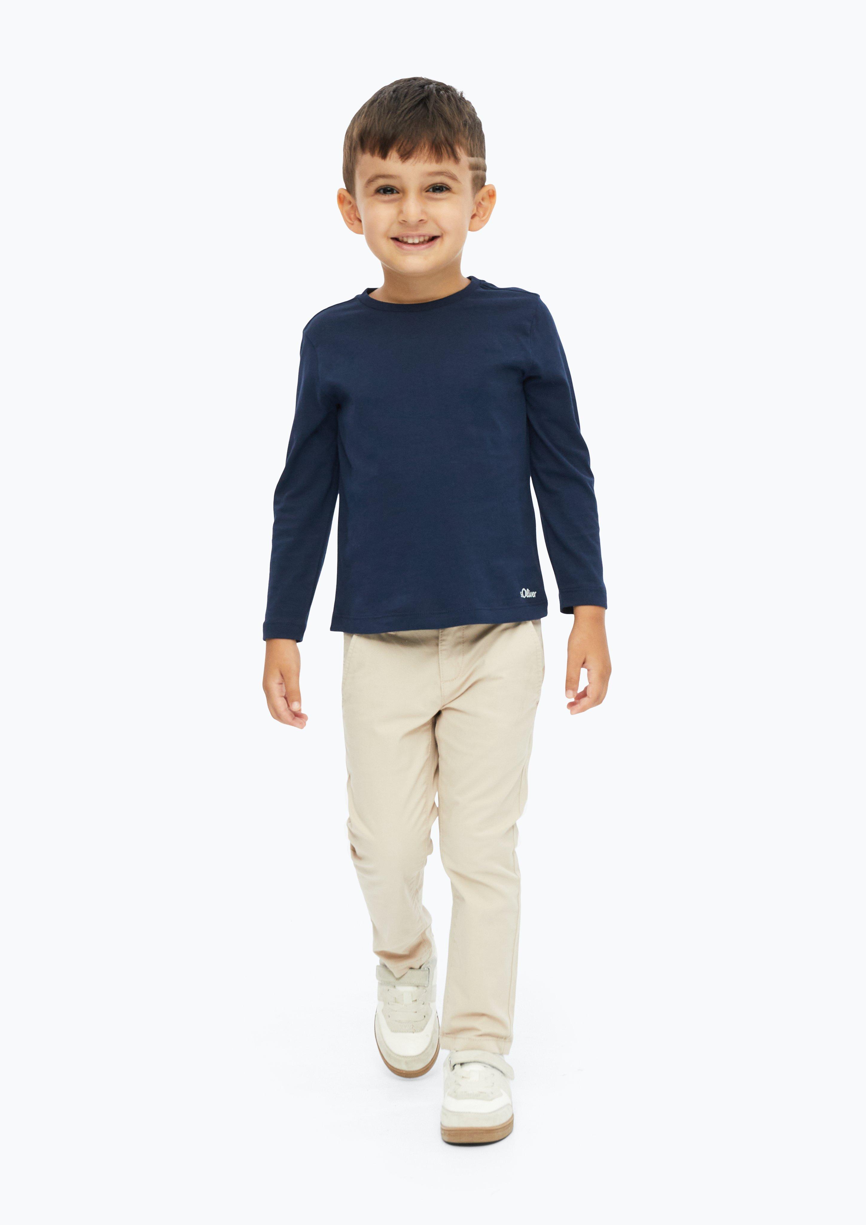 Junior Set van 2 unisex katoenen shirts met lange mouwen in blauw van s.Oliver