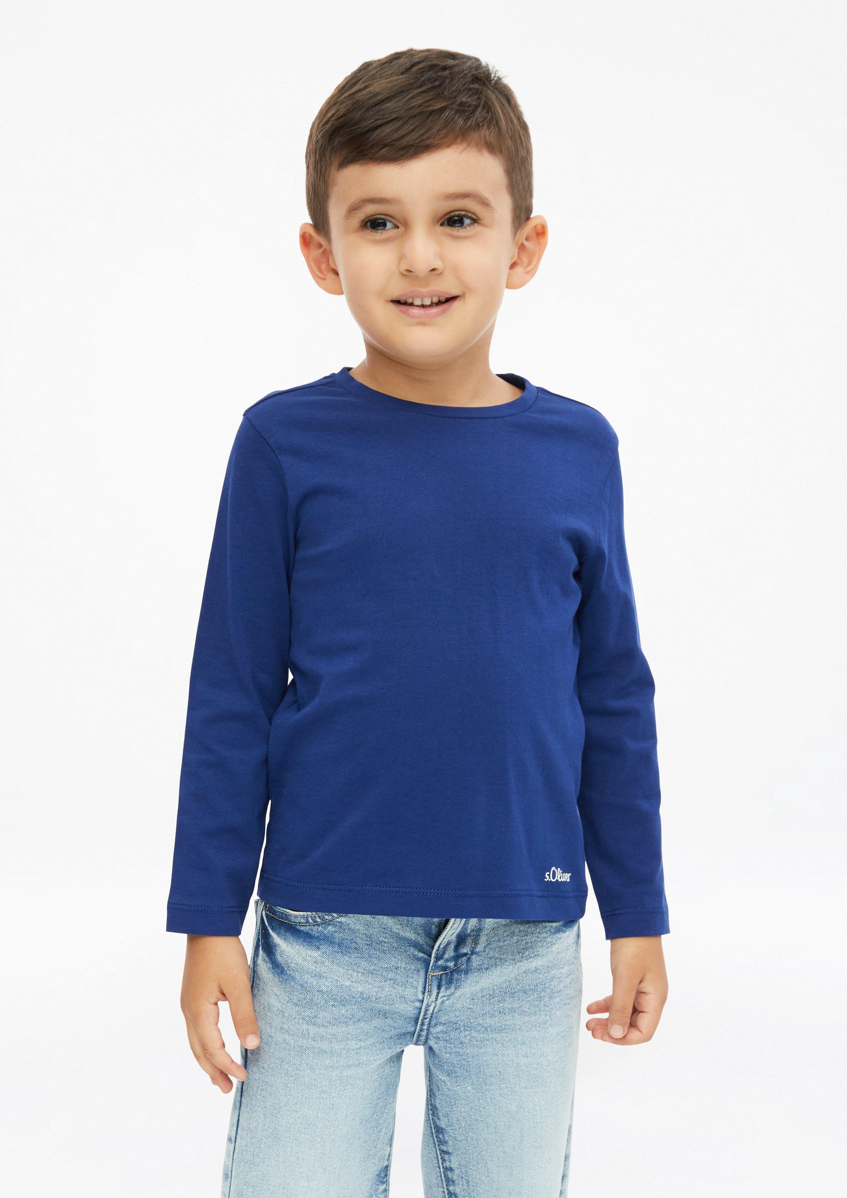 Junior Lot de 2 t-shirts à manches longues unisexes en coton en bleu de s.Oliver