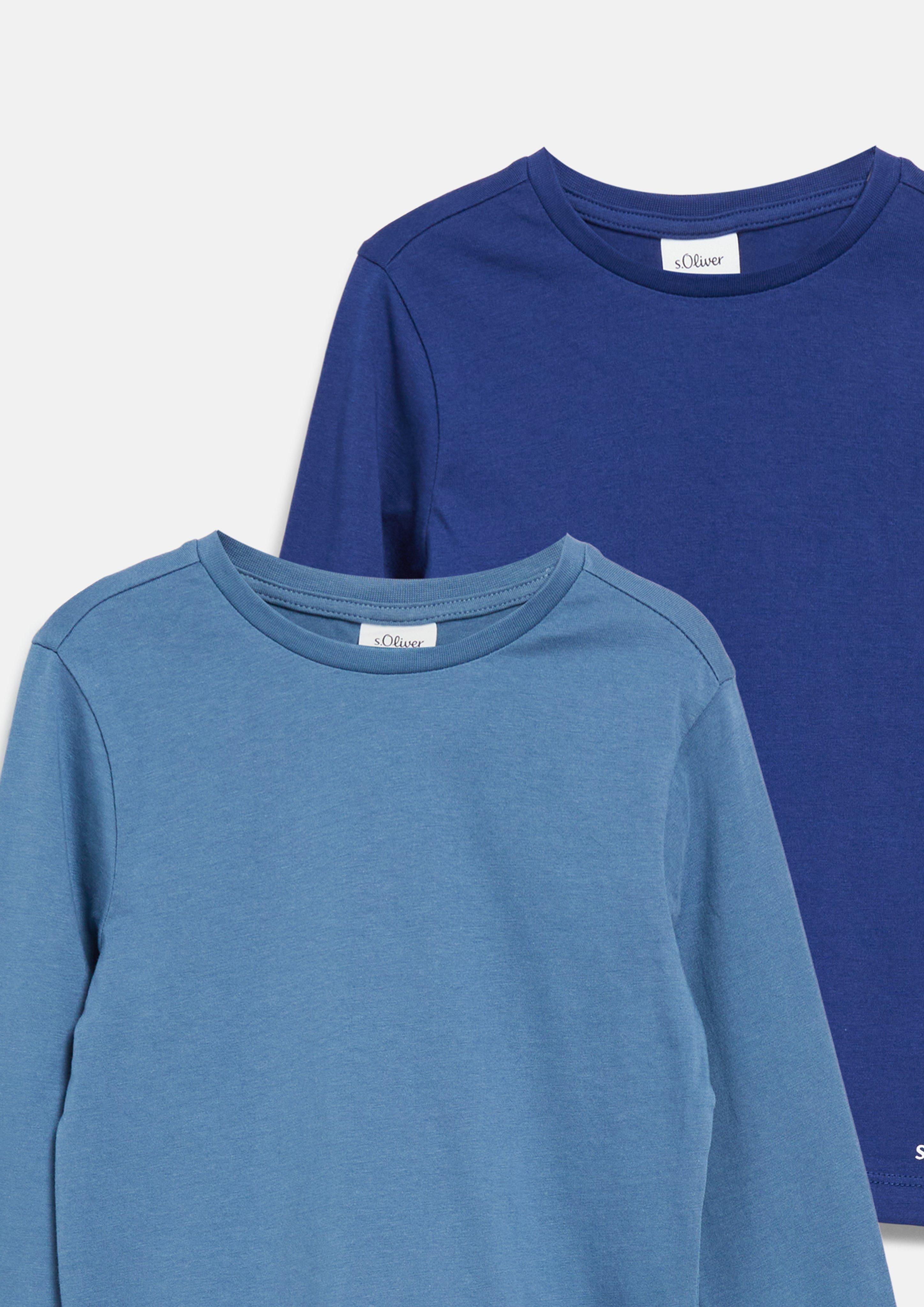 Junior Lot de 2 t-shirts à manches longues unisexes en coton en bleu de s.Oliver