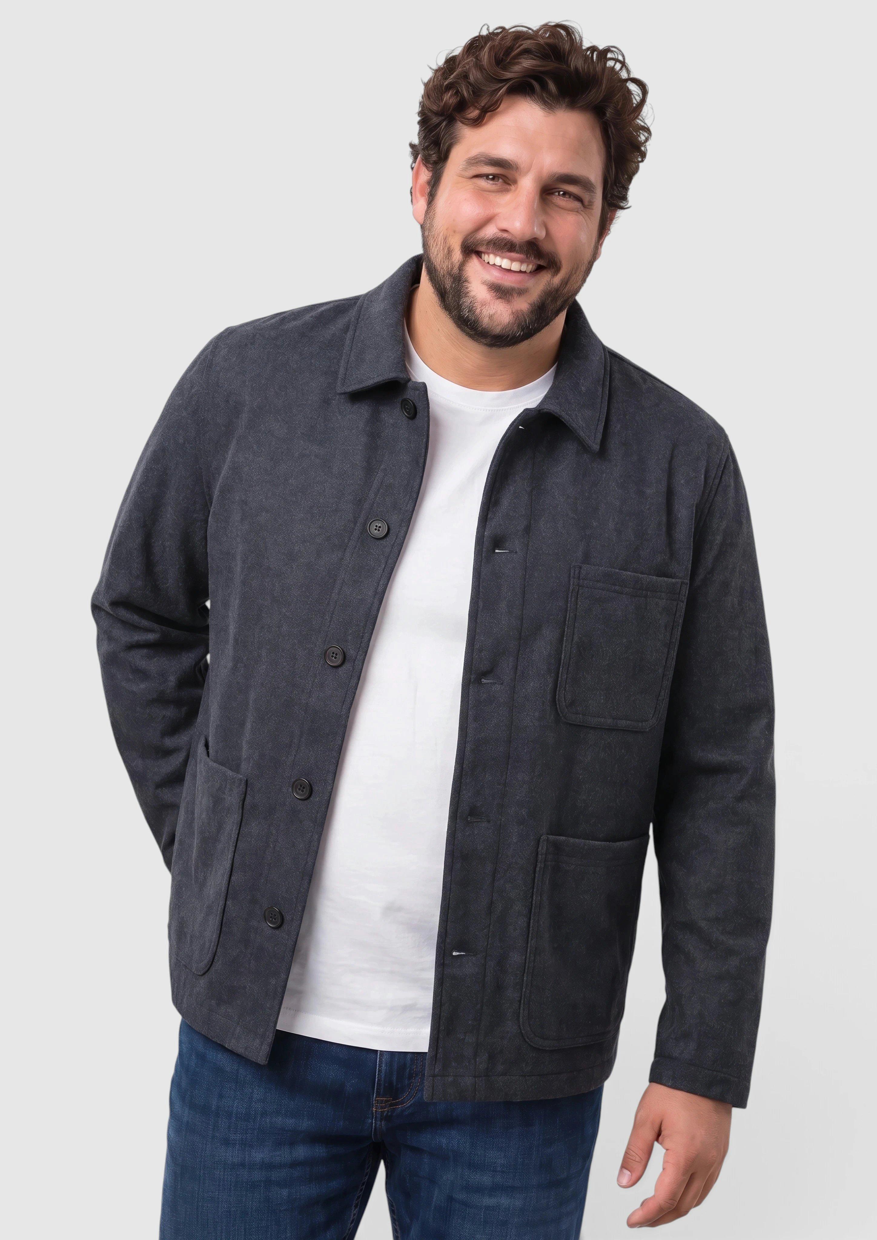Overshirt aus Wollmix mit aufgesetzten Taschen in Farbe navy von s.Oliver Men Big Sizes