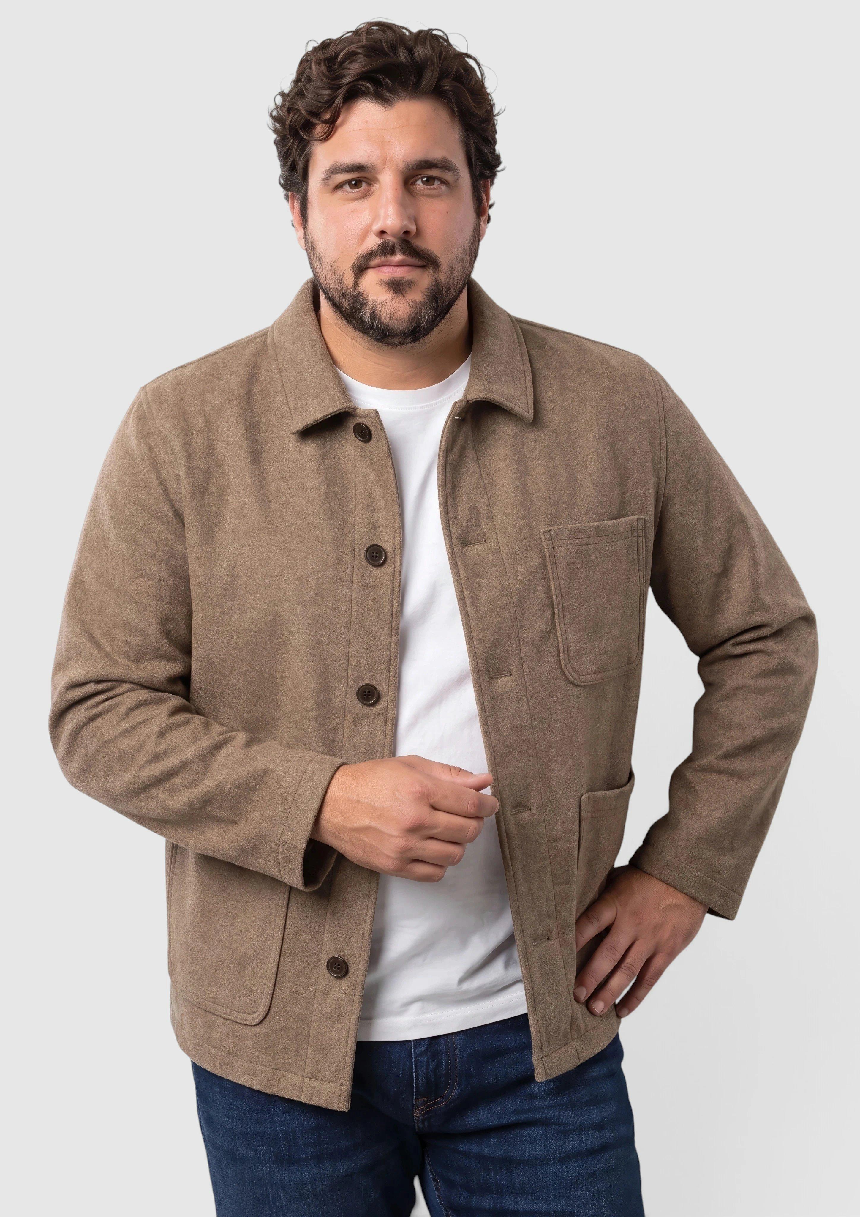 Overshirt van een wolmix met opgestikte zakken in bruin van s.Oliver Men Big Sizes