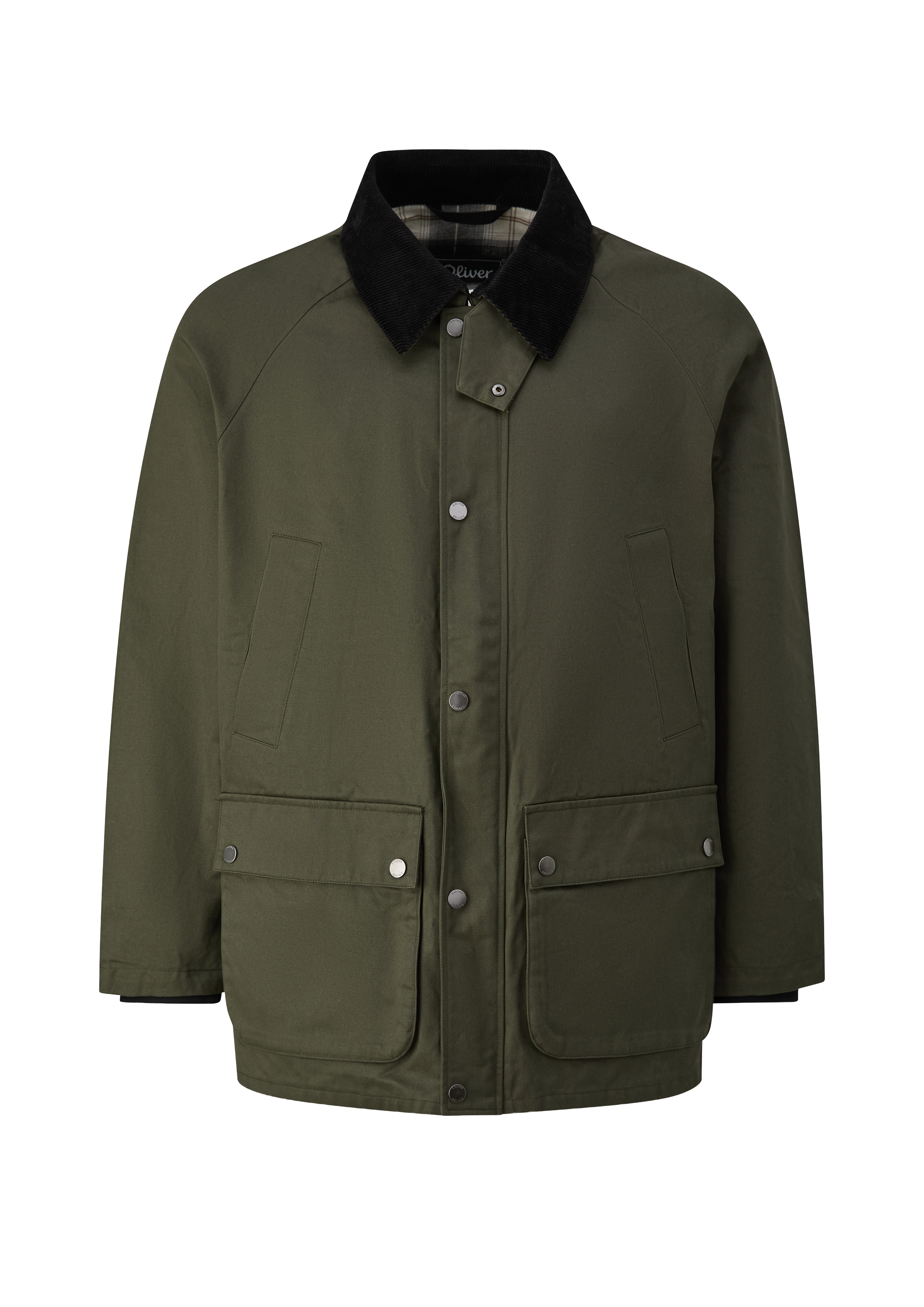 Gewaxte katoenen jas met corduroy kraag