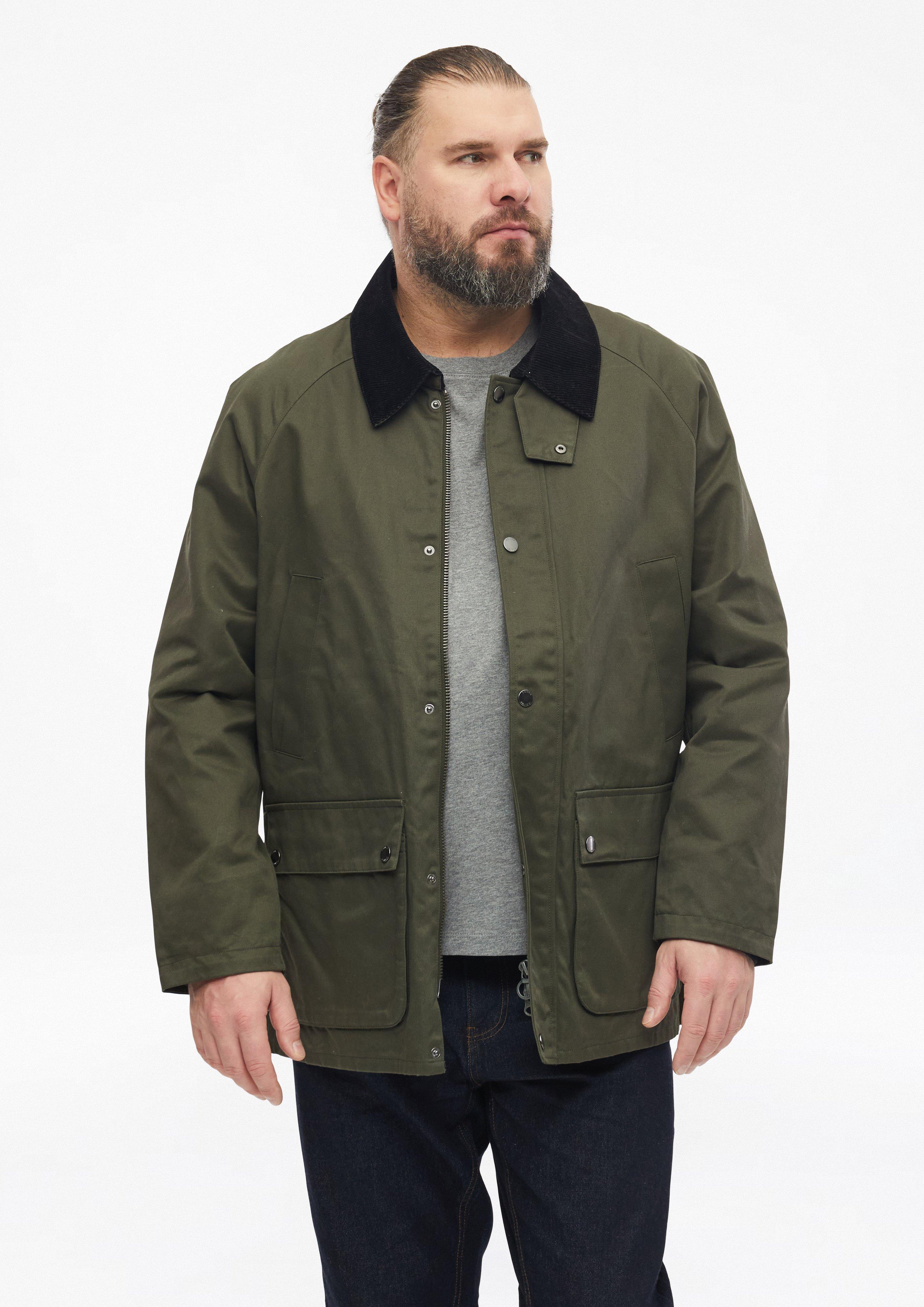 Veste en coton ciré avec col en velours côtelé en vert olive de s.Oliver Men Big Sizes