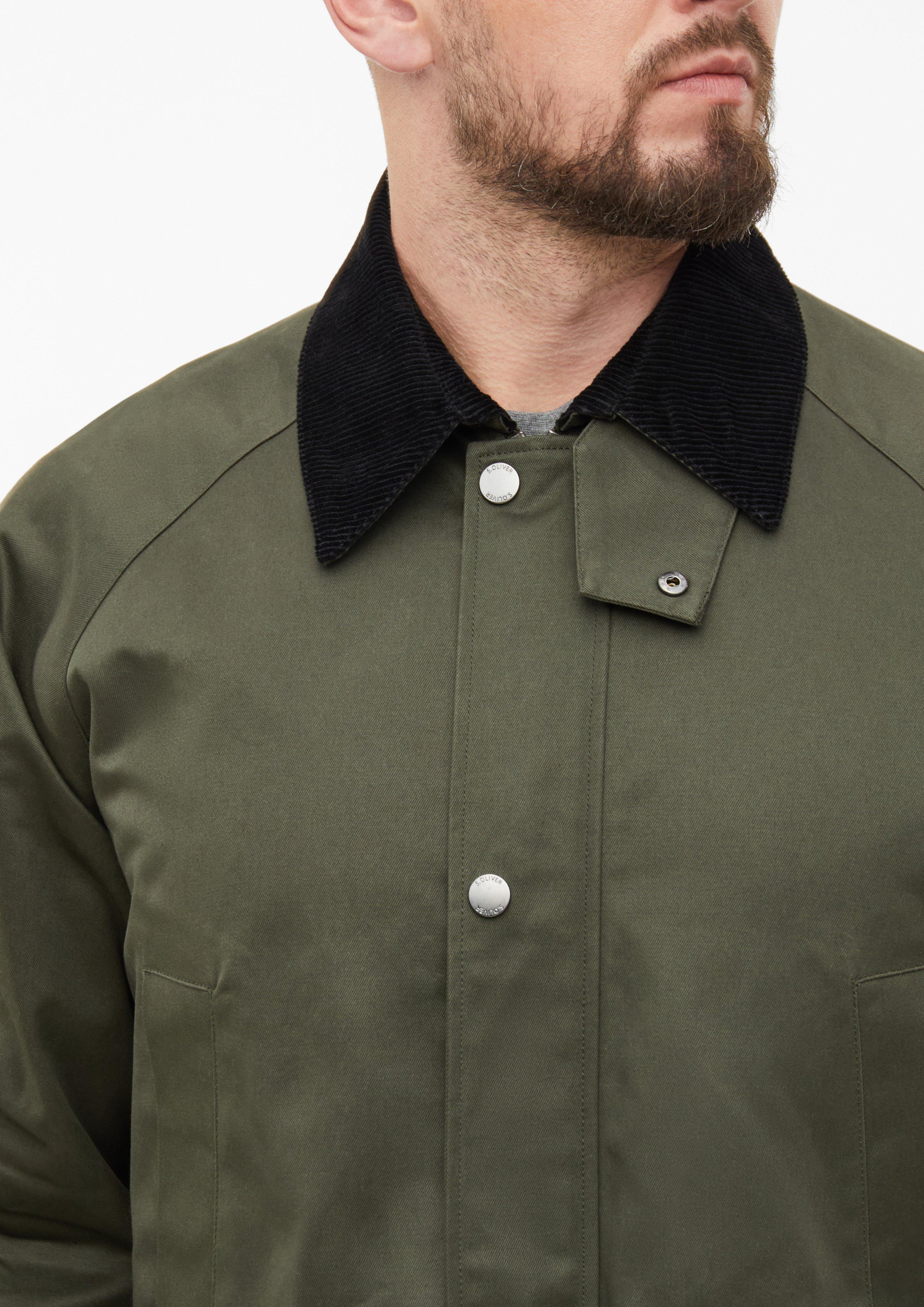 Herren Gewachste Baumwoll-Jacke mit Cord-Kragen in olive von s.Oliver Men Tall Sizes