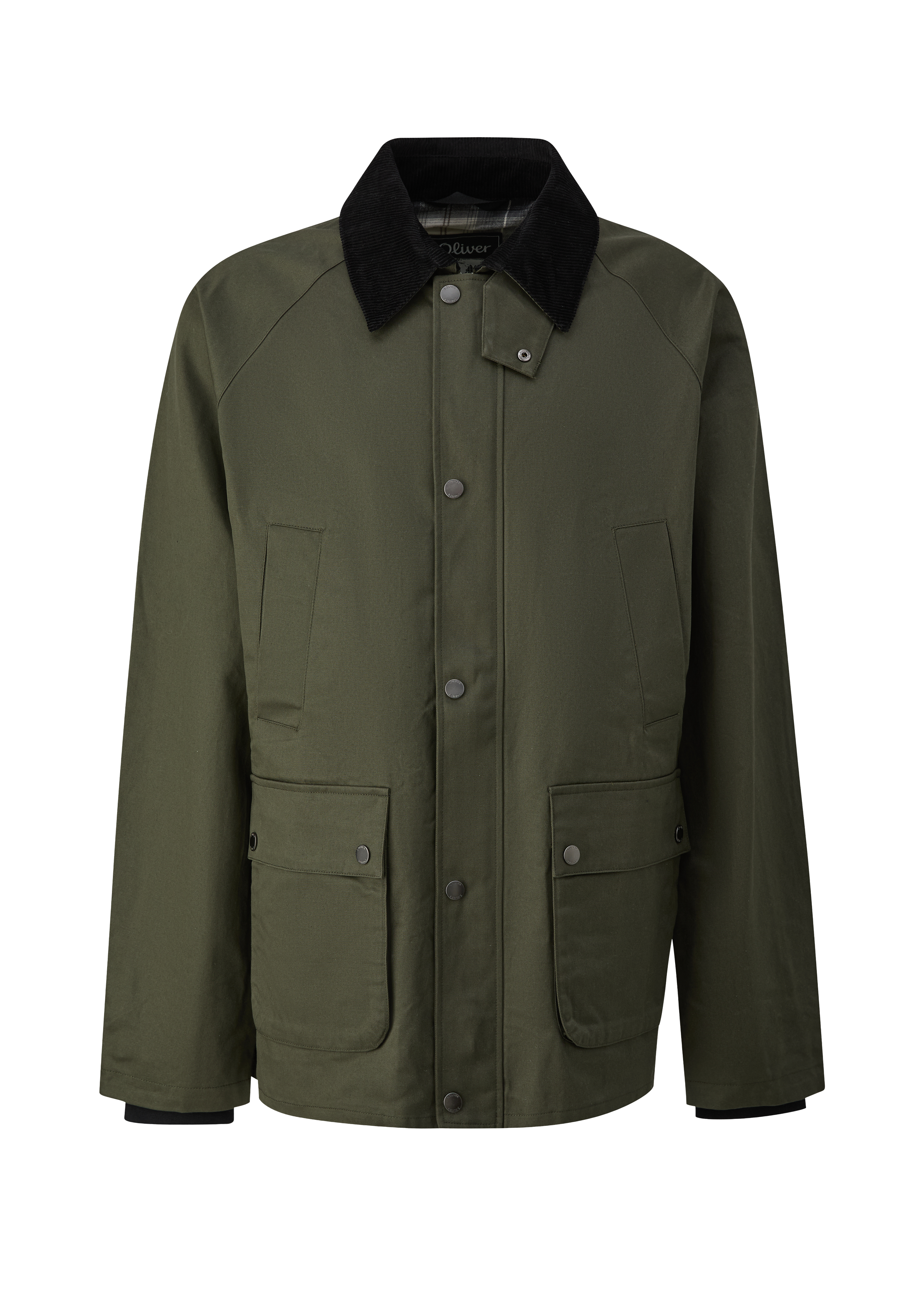 Gewaxte katoenen jas met corduroy kraag
