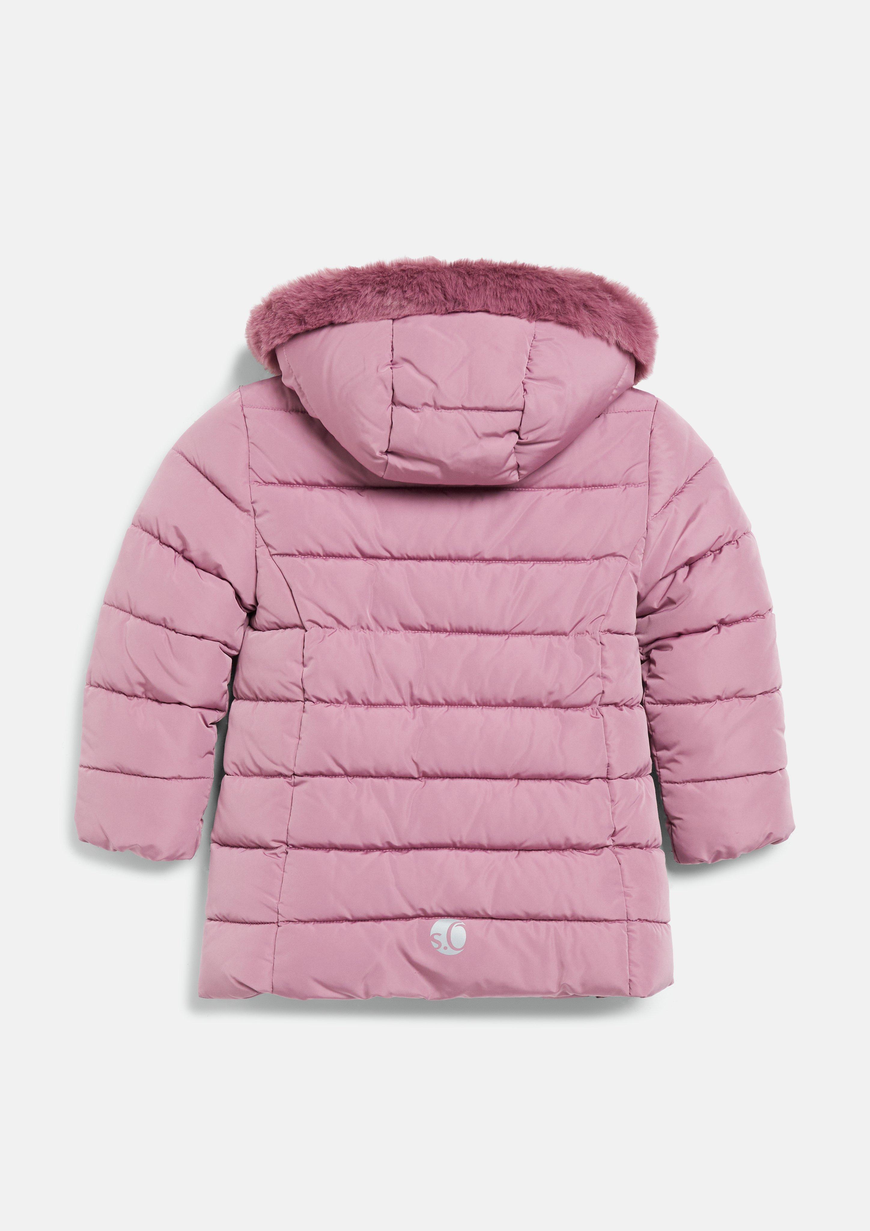 Kinder Wetterfester Wintermantel mit Plüsch-Detail in pink von s.Oliver