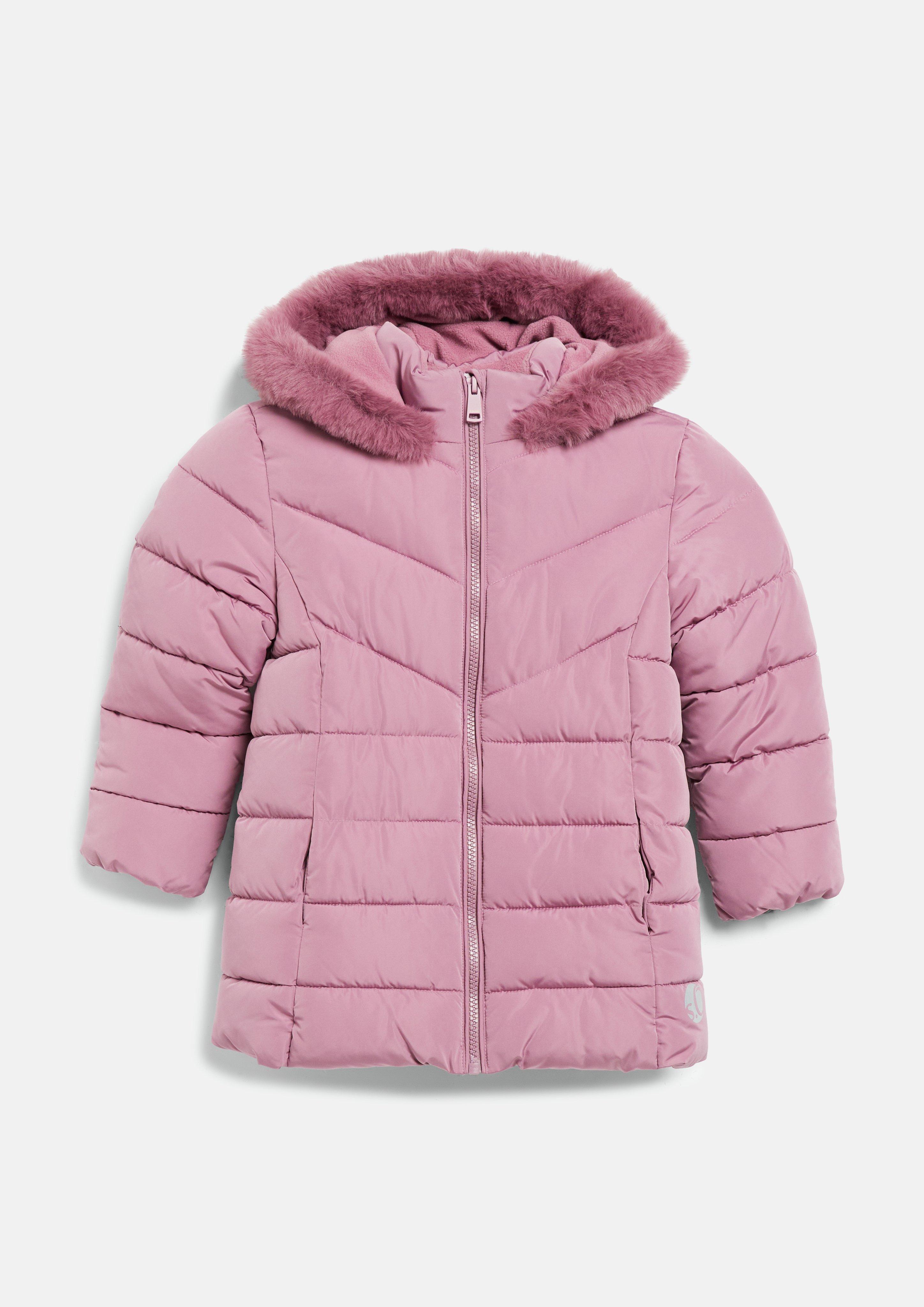 Kinder Wetterfester Wintermantel mit Plüsch-Detail in pink von s.Oliver