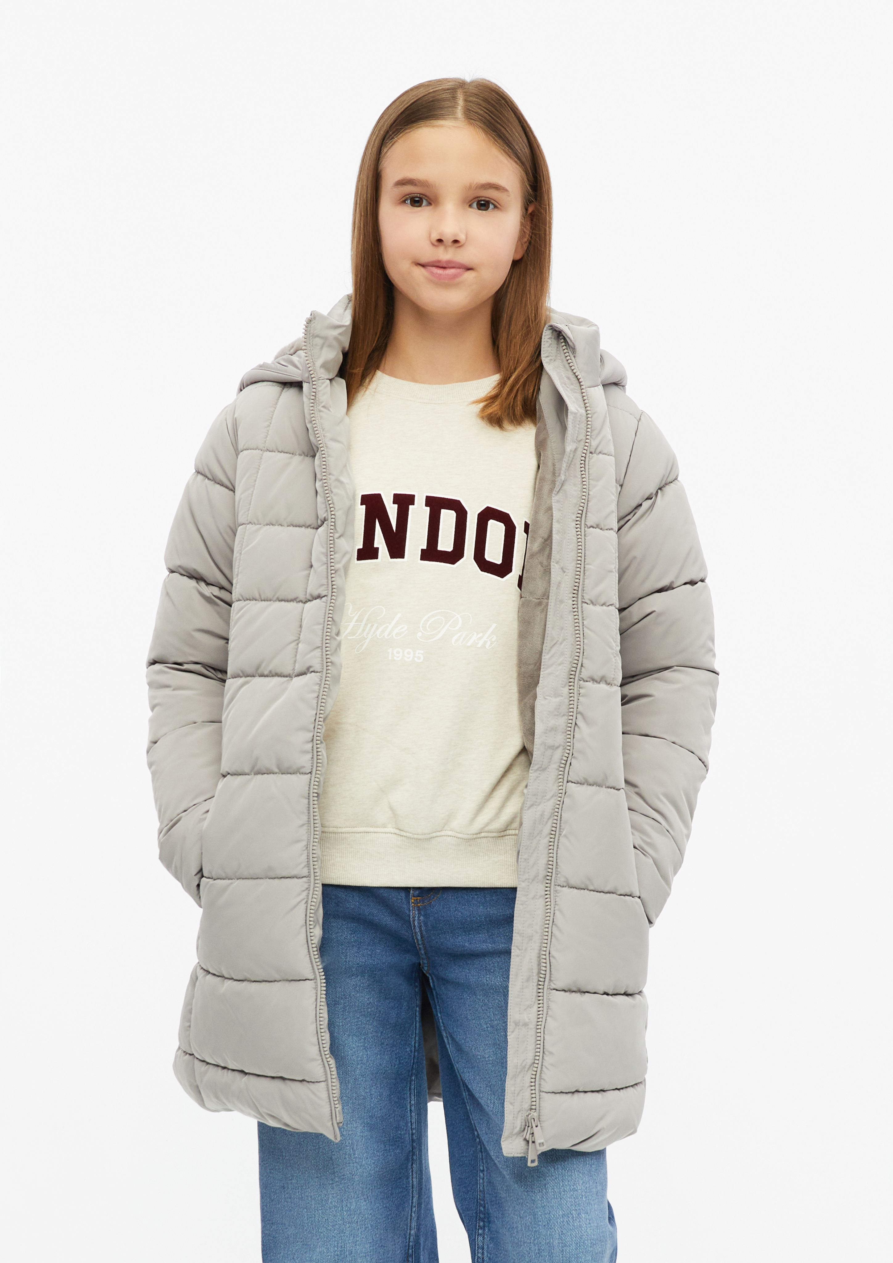 Junior Manteau matelassé avec doublure douce / déperlant en gris de s.Oliver