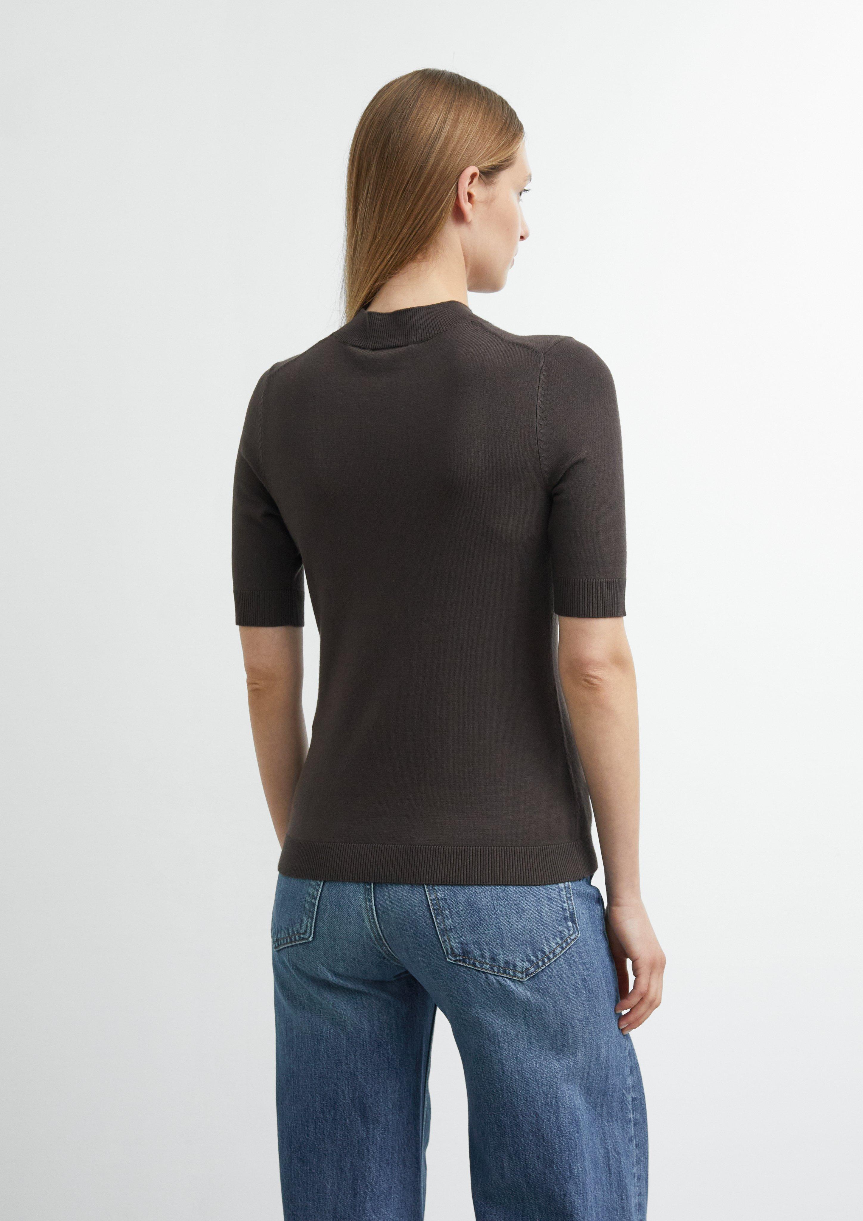 Feinstrick-Pullover mit leichtem Mockneck in braun von COMMA
