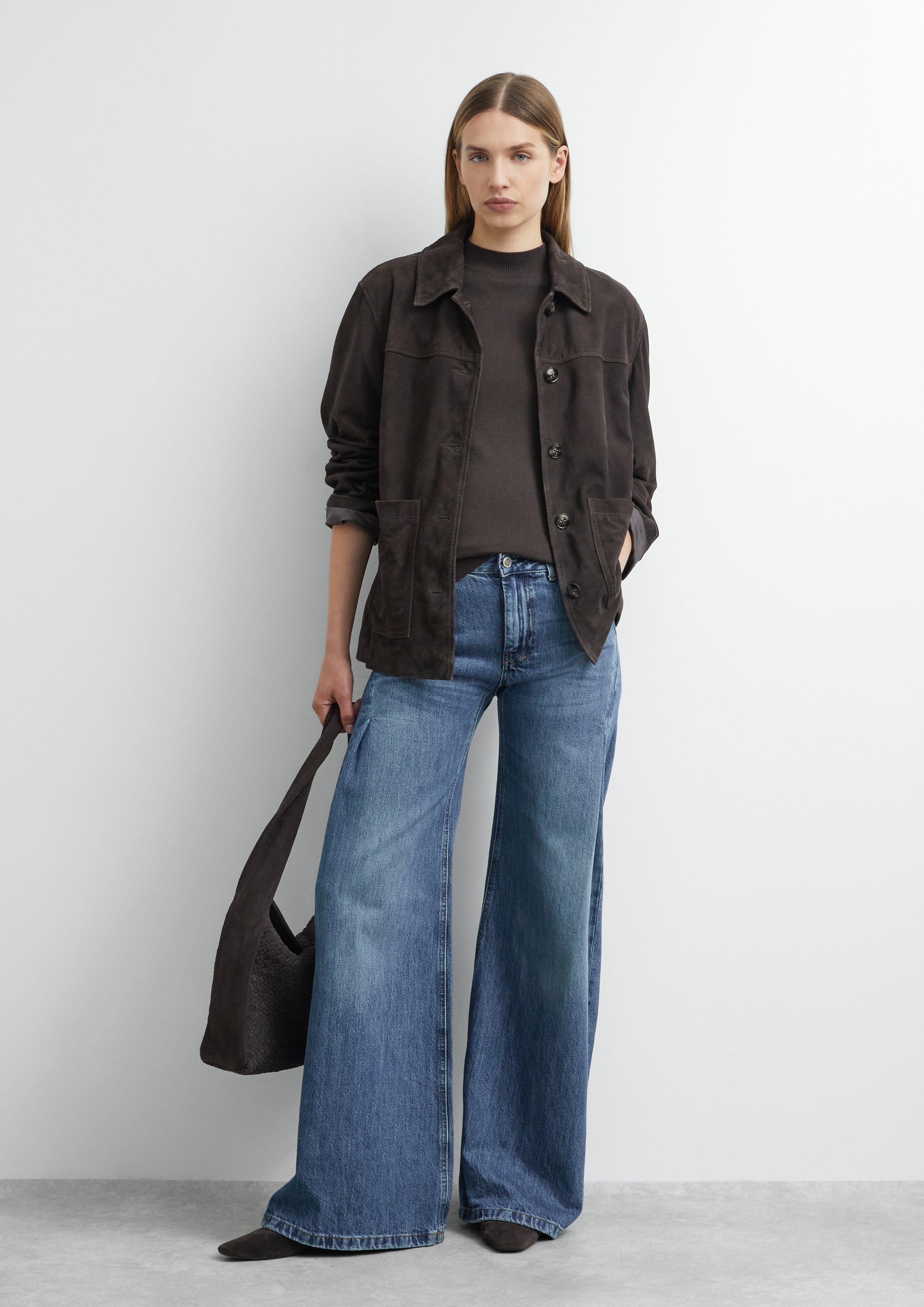 Feinstrick-Pullover mit leichtem Mockneck in braun von COMMA