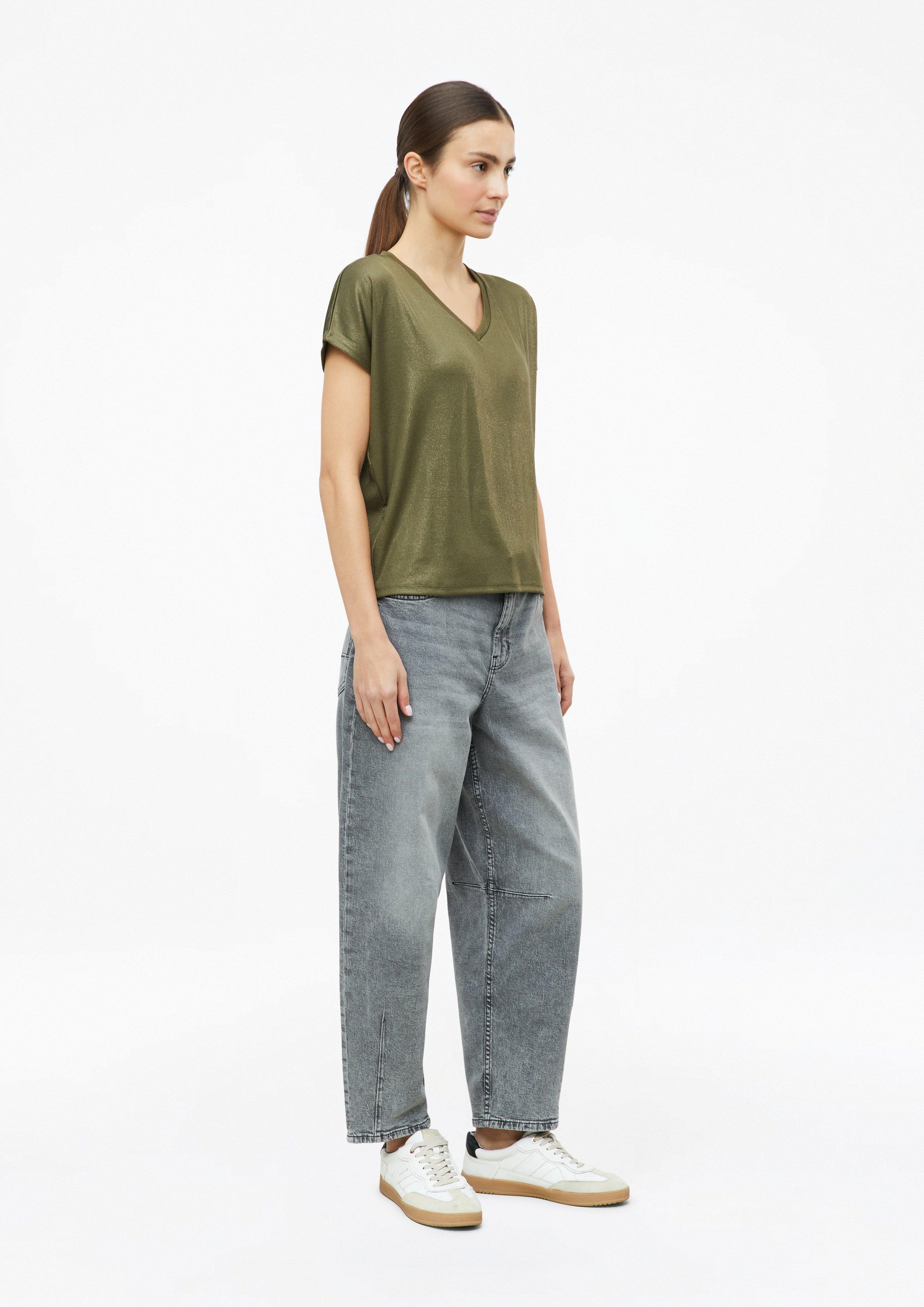 Damen T-Shirt im Relaxed Fit mit Glitzer-Coating in olive von s.Oliver