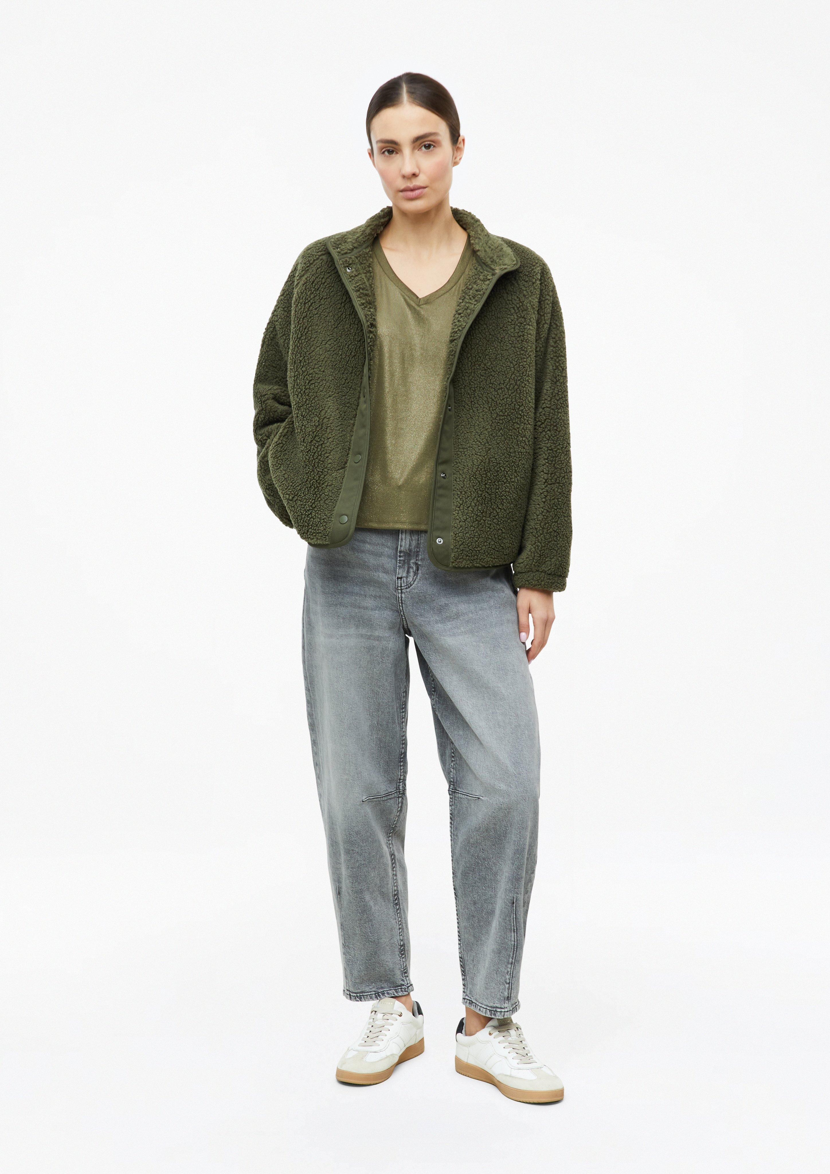 Damen T-Shirt im Relaxed Fit mit Glitzer-Coating in olive von s.Oliver