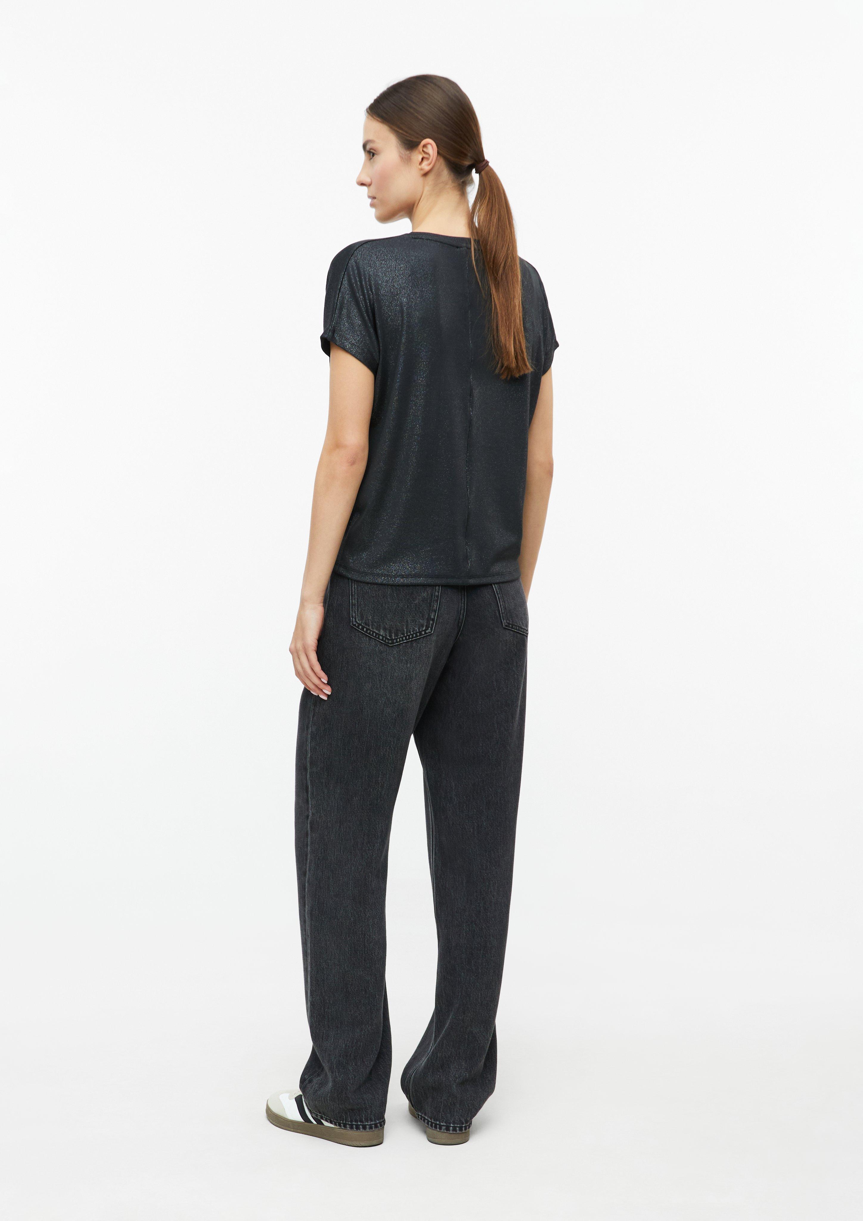 Damen T-Shirt im Relaxed Fit mit Glitzer-Coating in schwarz von s.Oliver